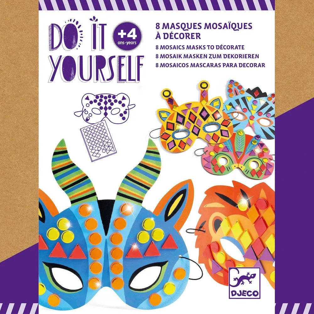 Djeco jungle animals DIY mosaic masks kit