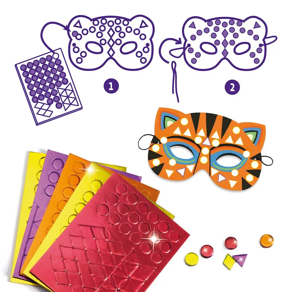 Djeco jungle animals DIY mosaic masks kit