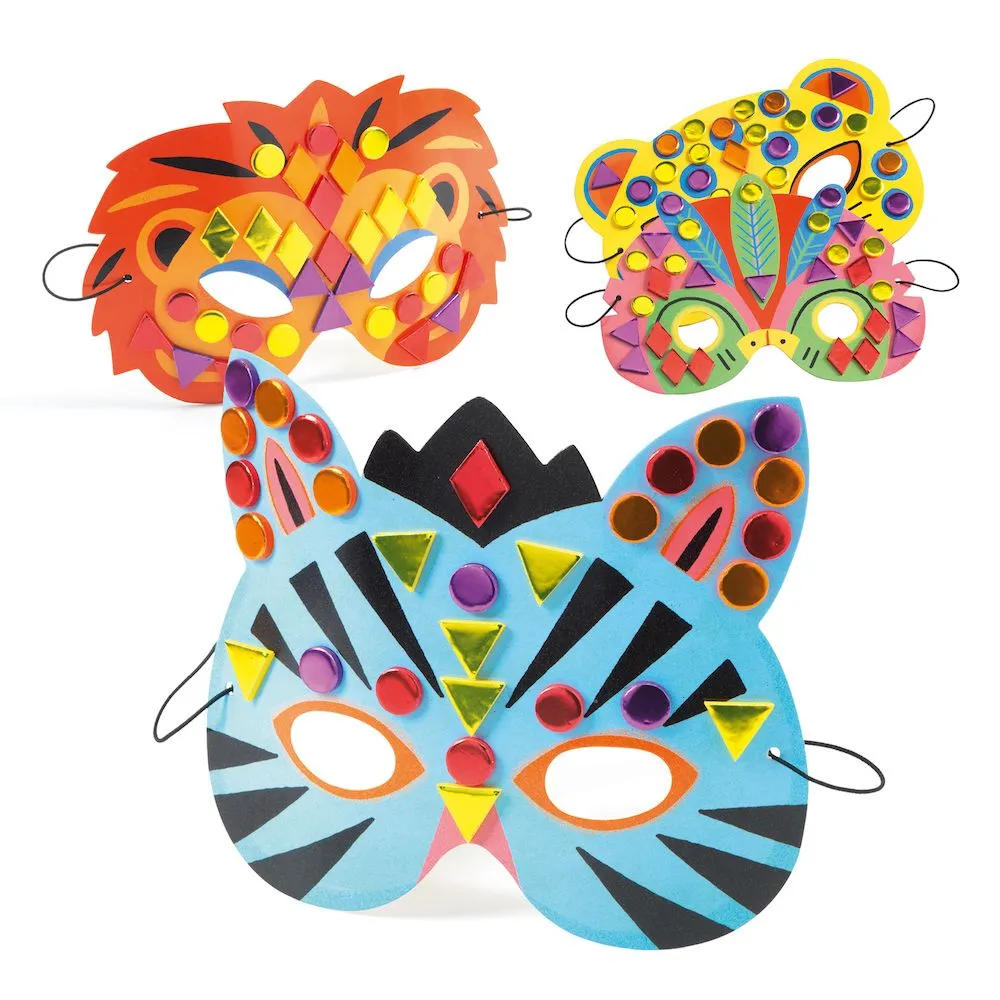Djeco jungle animals DIY mosaic masks kit