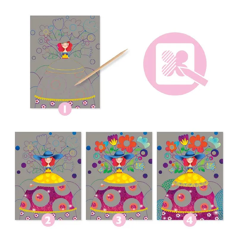 Djeco scratch cards beauties' ball