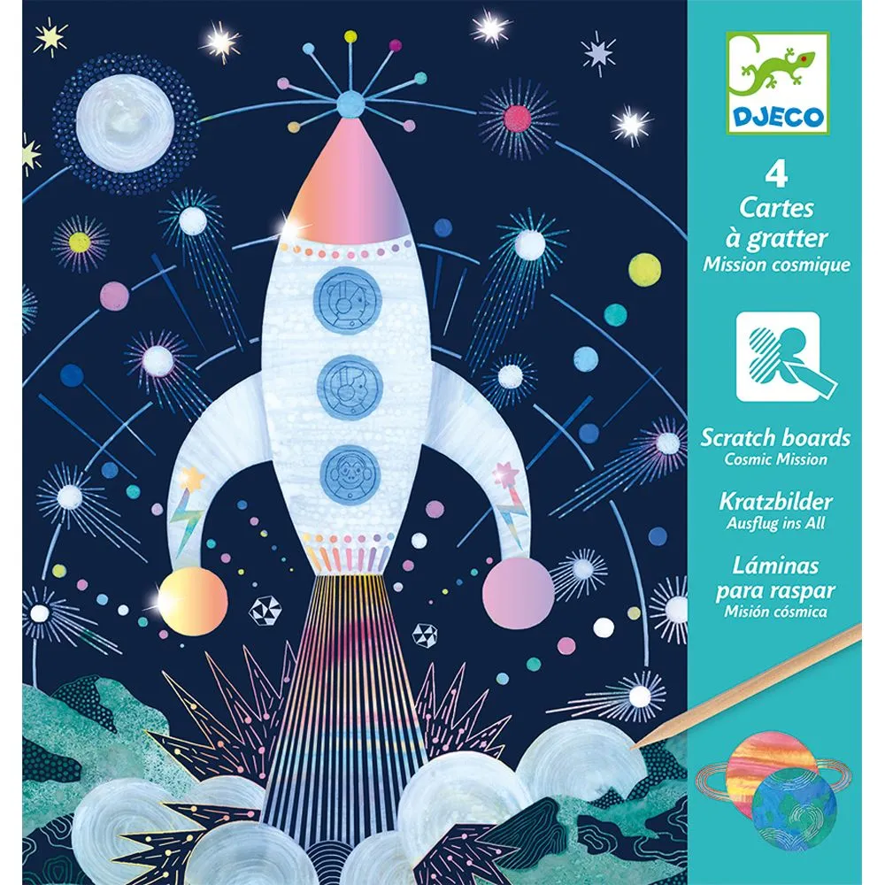 Djeco scratch cards cosmic mission