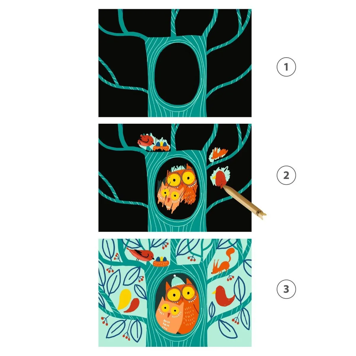 Djeco scratch cards learning about animals
