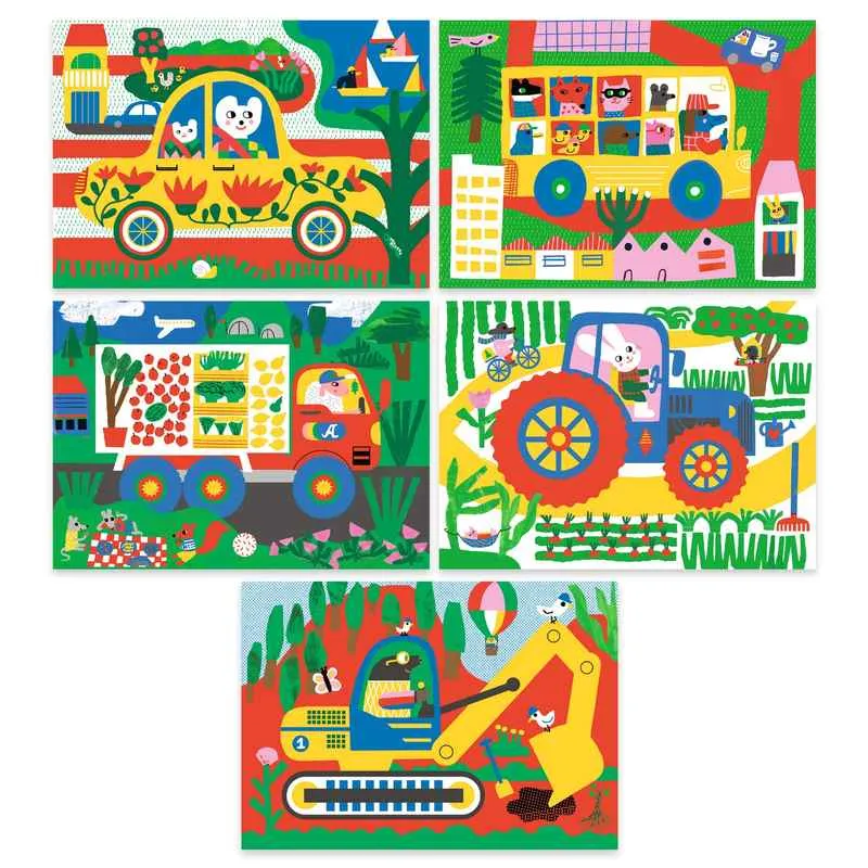 Djeco scratch cards learning about vehicles