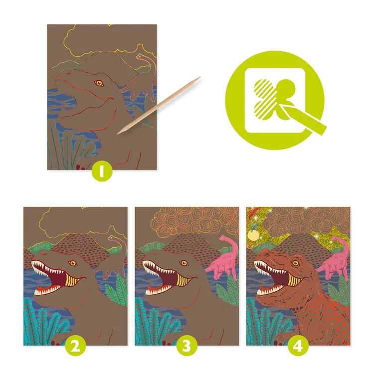 Djeco scratch cards when dinosaurs reigned