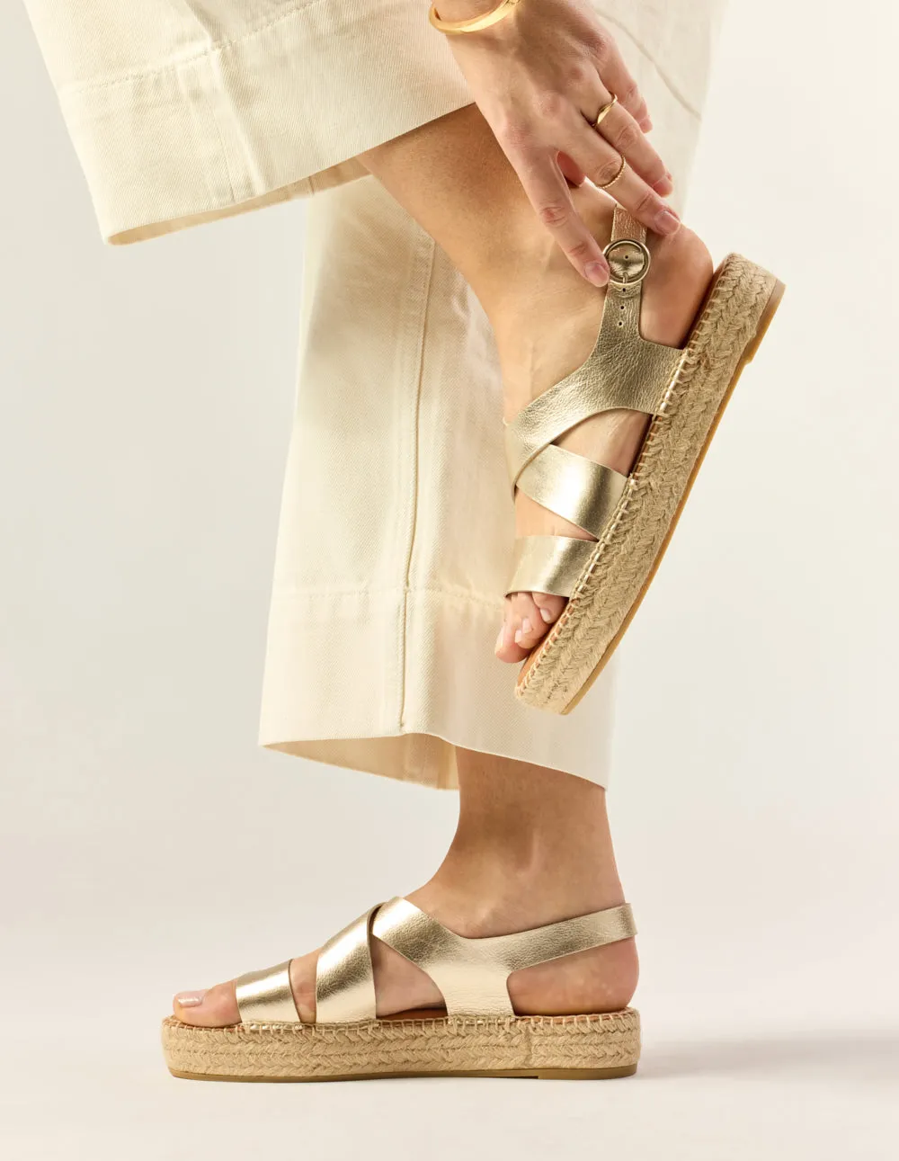 Espadrilles Catherine - Champagne grained leather