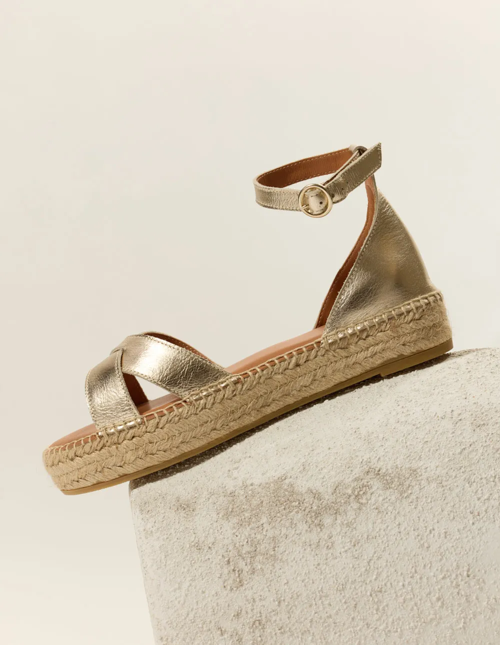 Espadrilles Catherine - Champagne grained leather