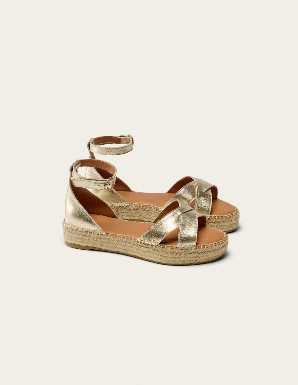 Espadrilles Catherine - Champagne grained leather
