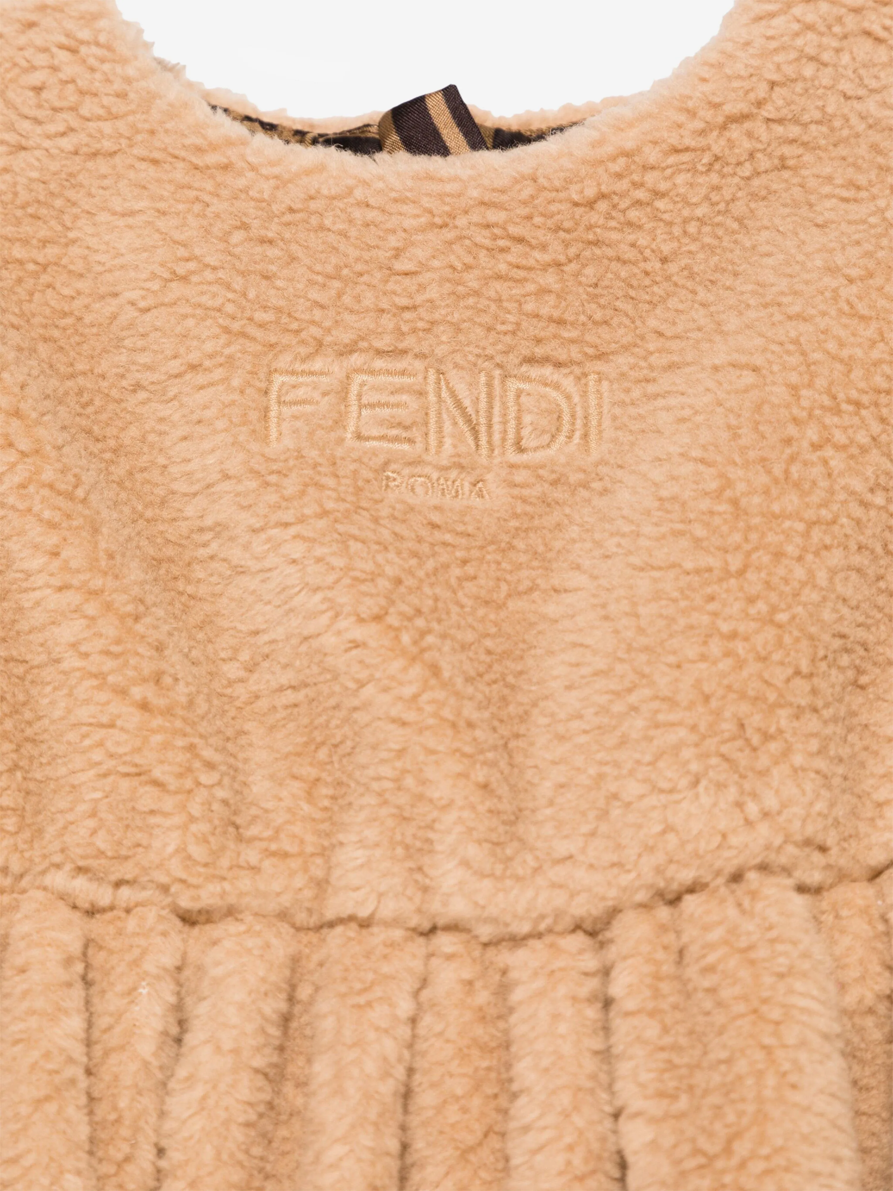 Fendi Baby Girls Teddy Fleece Dress in Beige
