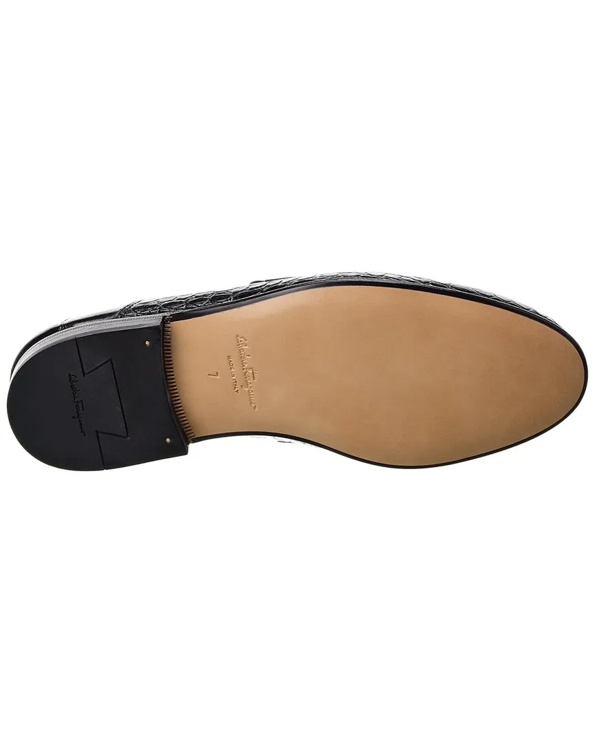 Ferragamo Ottone Croc-Embossed Leather Loafer