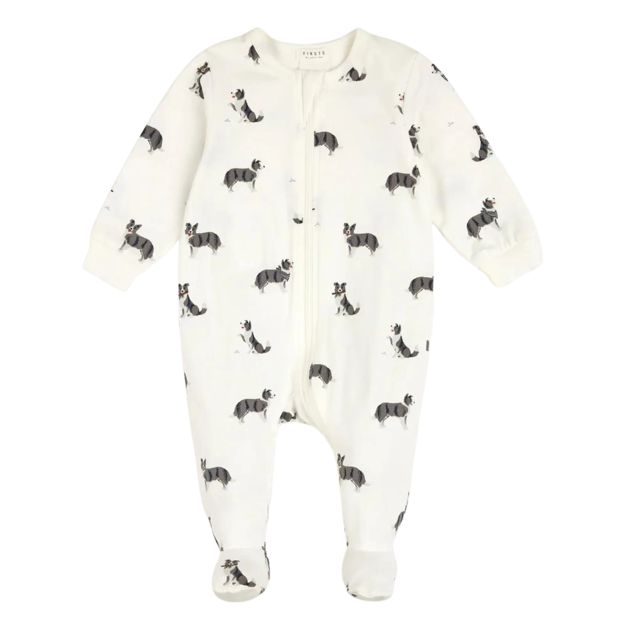 FIRSTS Australian Shepherd Print on Off-White Sleeper