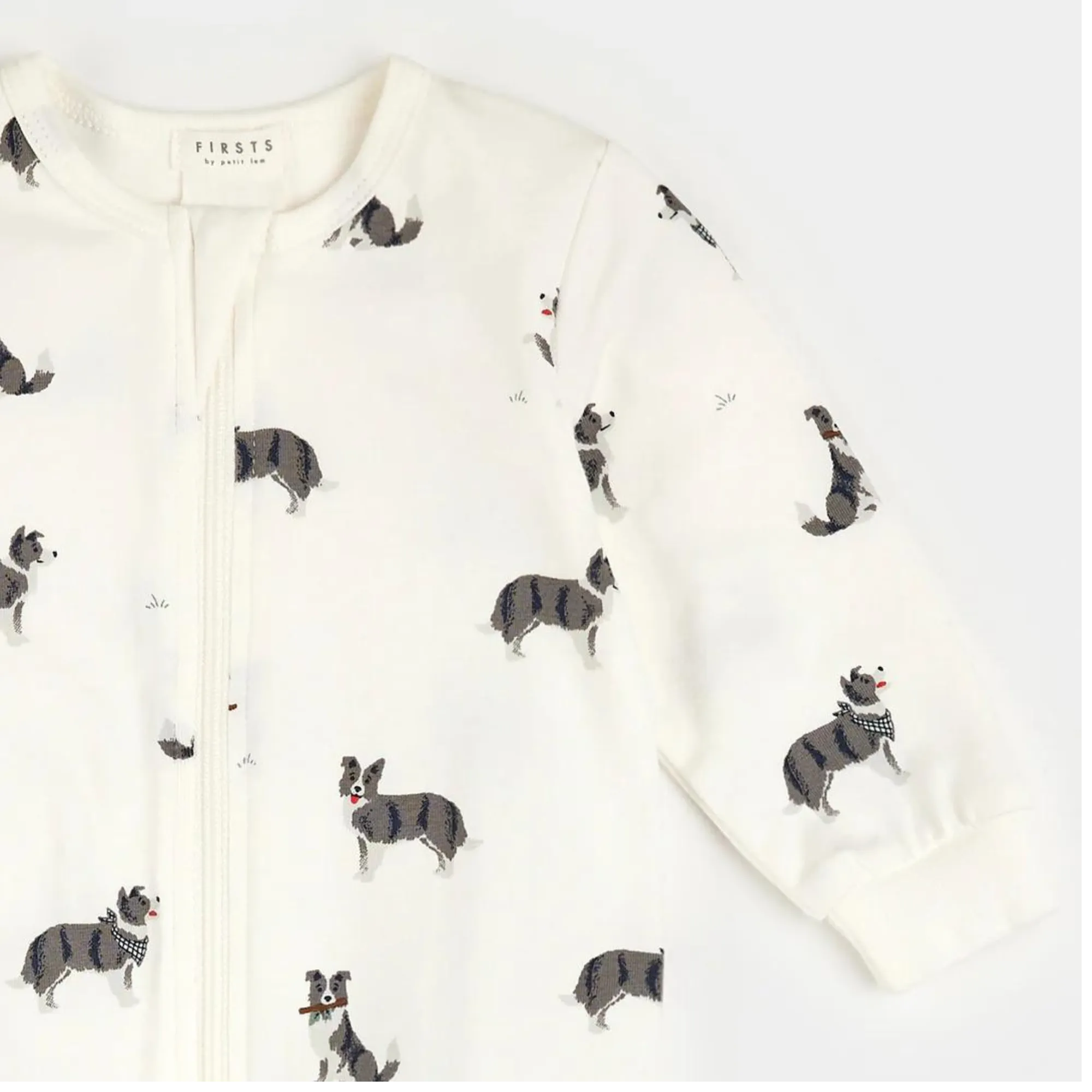 FIRSTS Australian Shepherd Print on Off-White Sleeper
