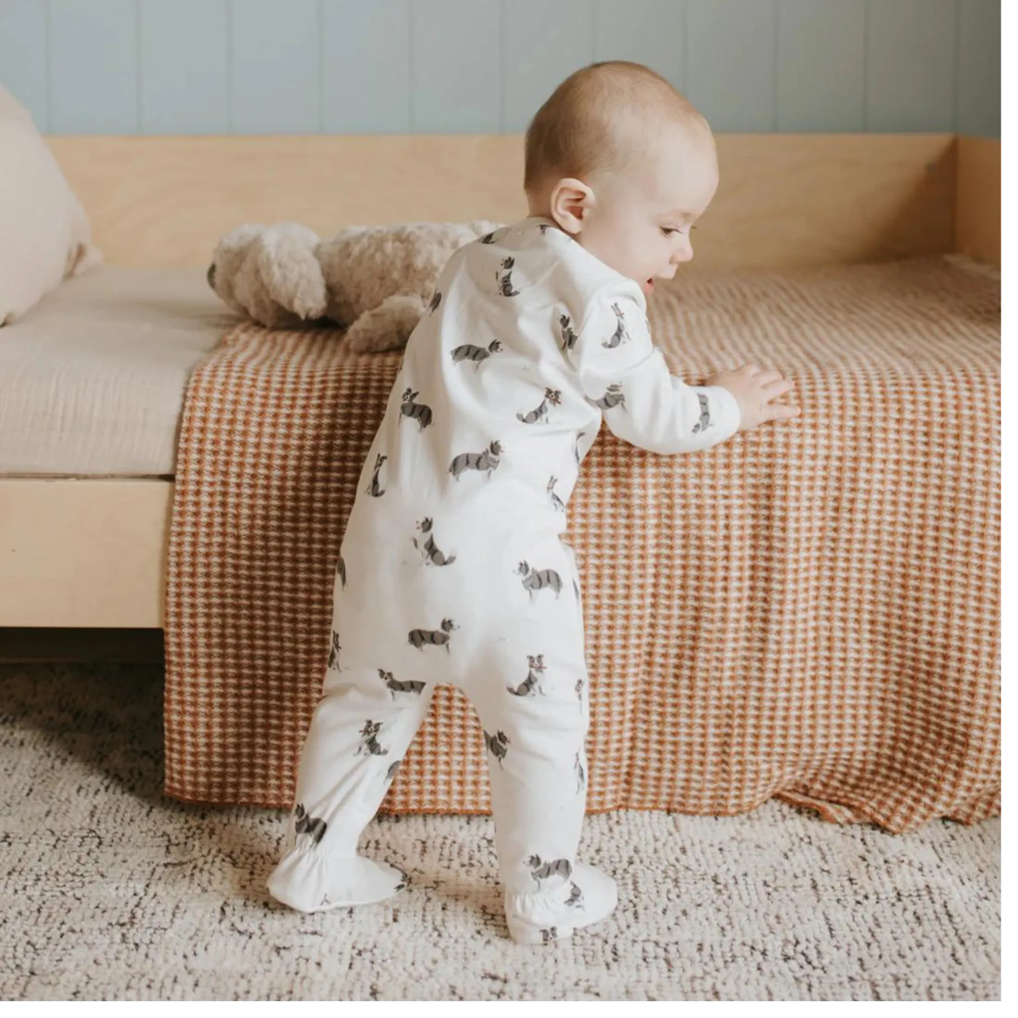 FIRSTS Australian Shepherd Print on Off-White Sleeper
