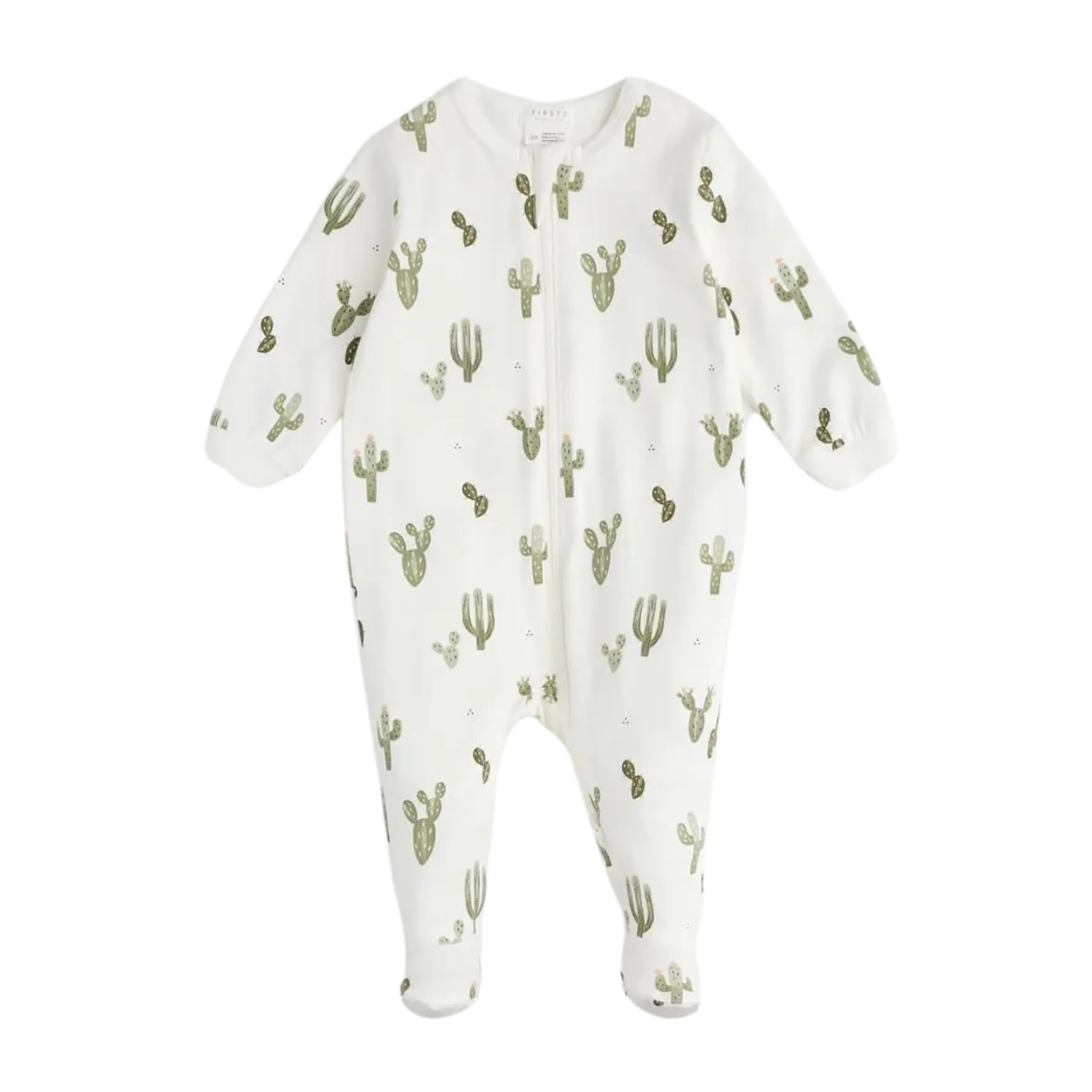 FIRSTS Cactus Print on Off-White Footed Sleeper