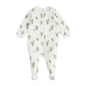 FIRSTS Cactus Print on Off-White Footed Sleeper