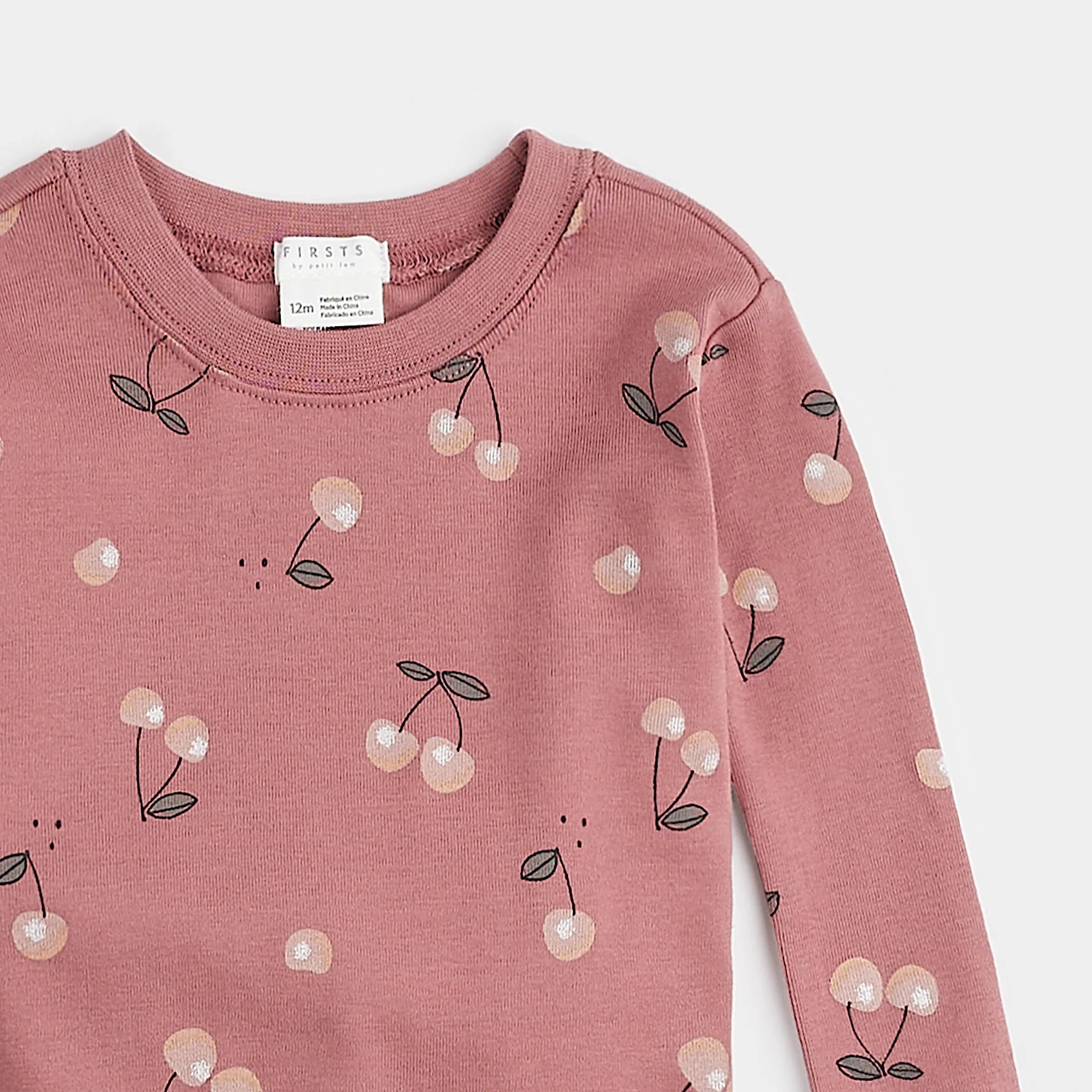FIRSTS Cherry Print on Jazzberry Ground Infant PJ Set