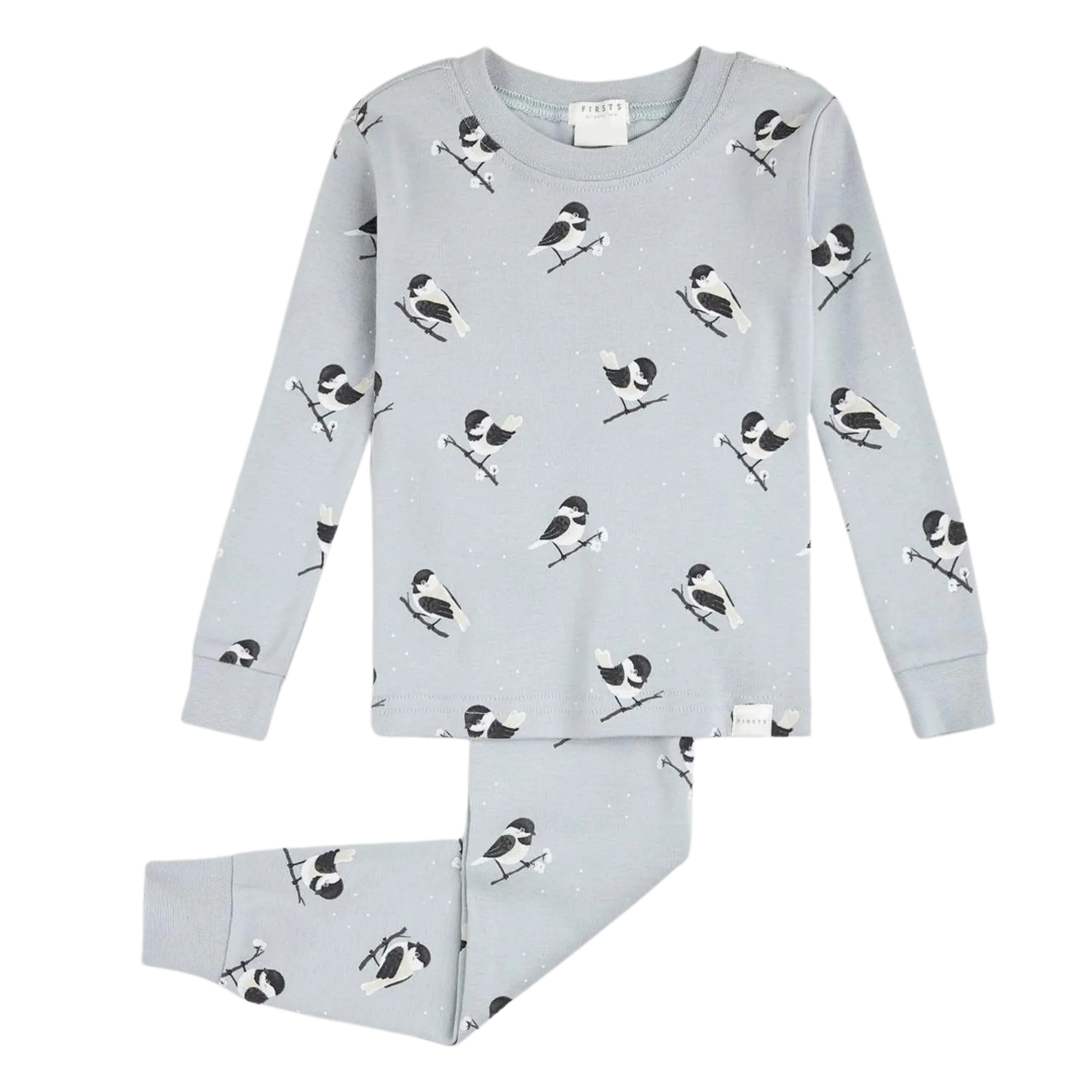 FIRSTS Chickadee Print on Pearl Blue PJ Set