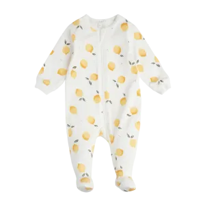 FIRSTS Lemon Print on Off-White Footed Sleeper