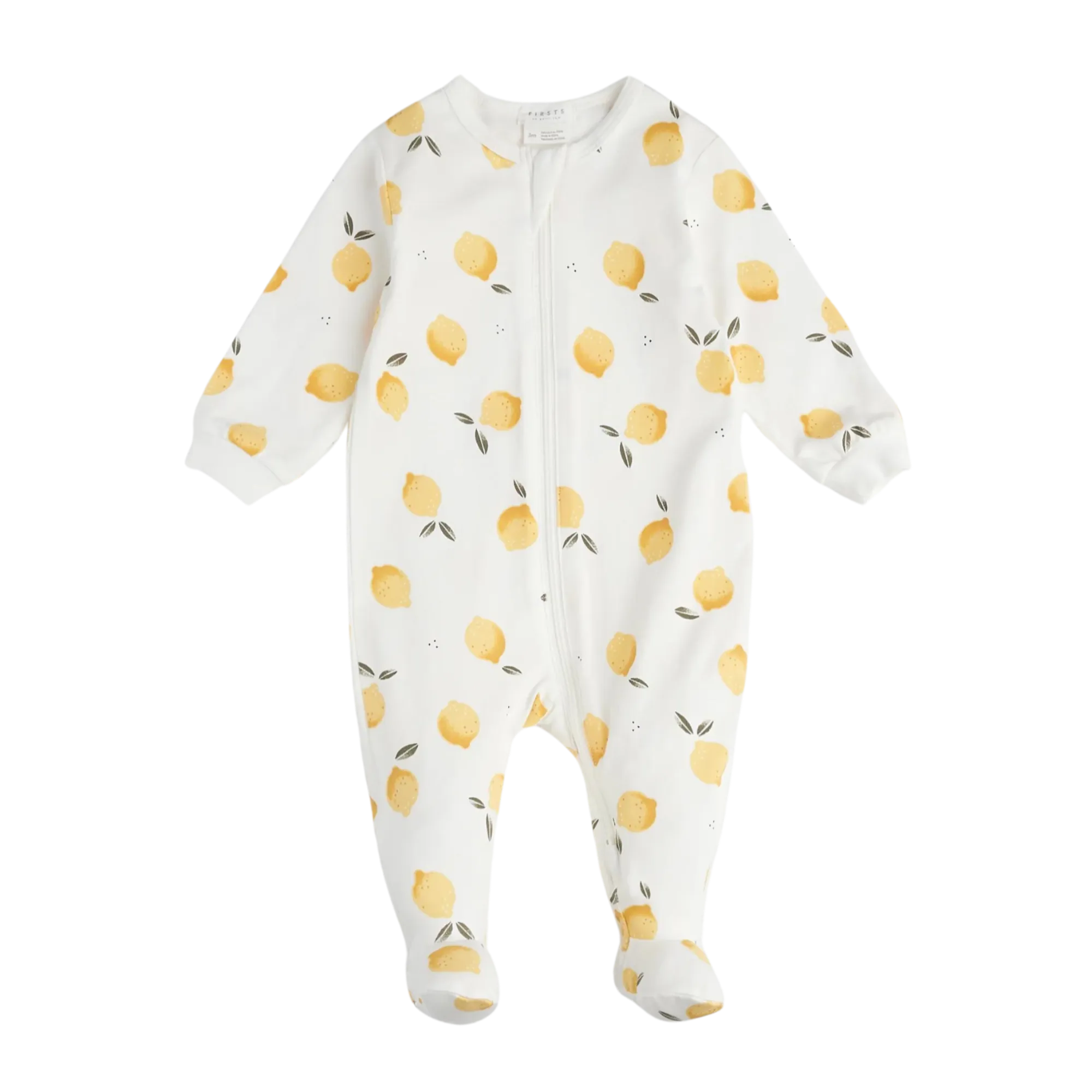 FIRSTS Lemon Print on Off-White Footed Sleeper