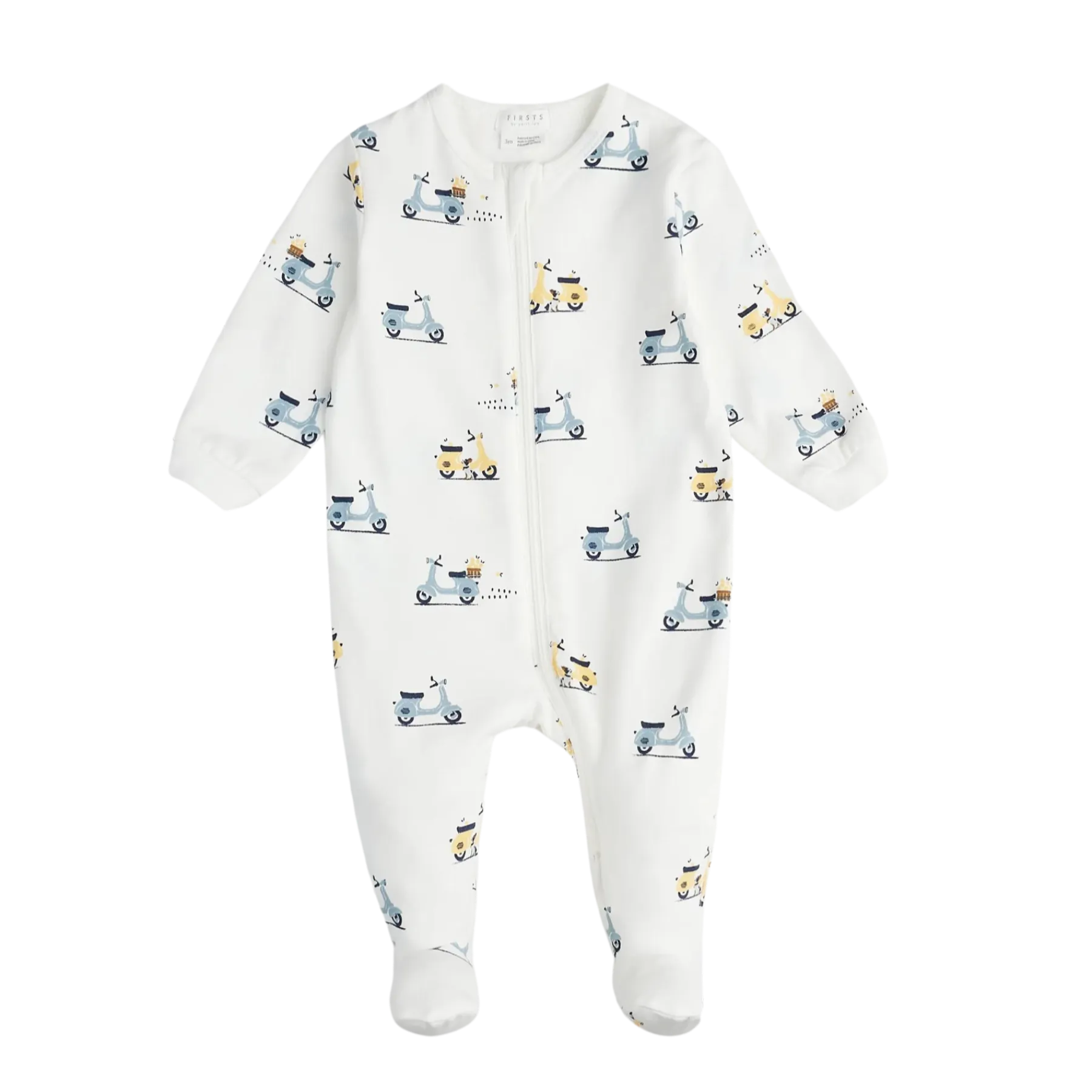 FIRSTS Motorino Print on Off-White Footed Sleeper