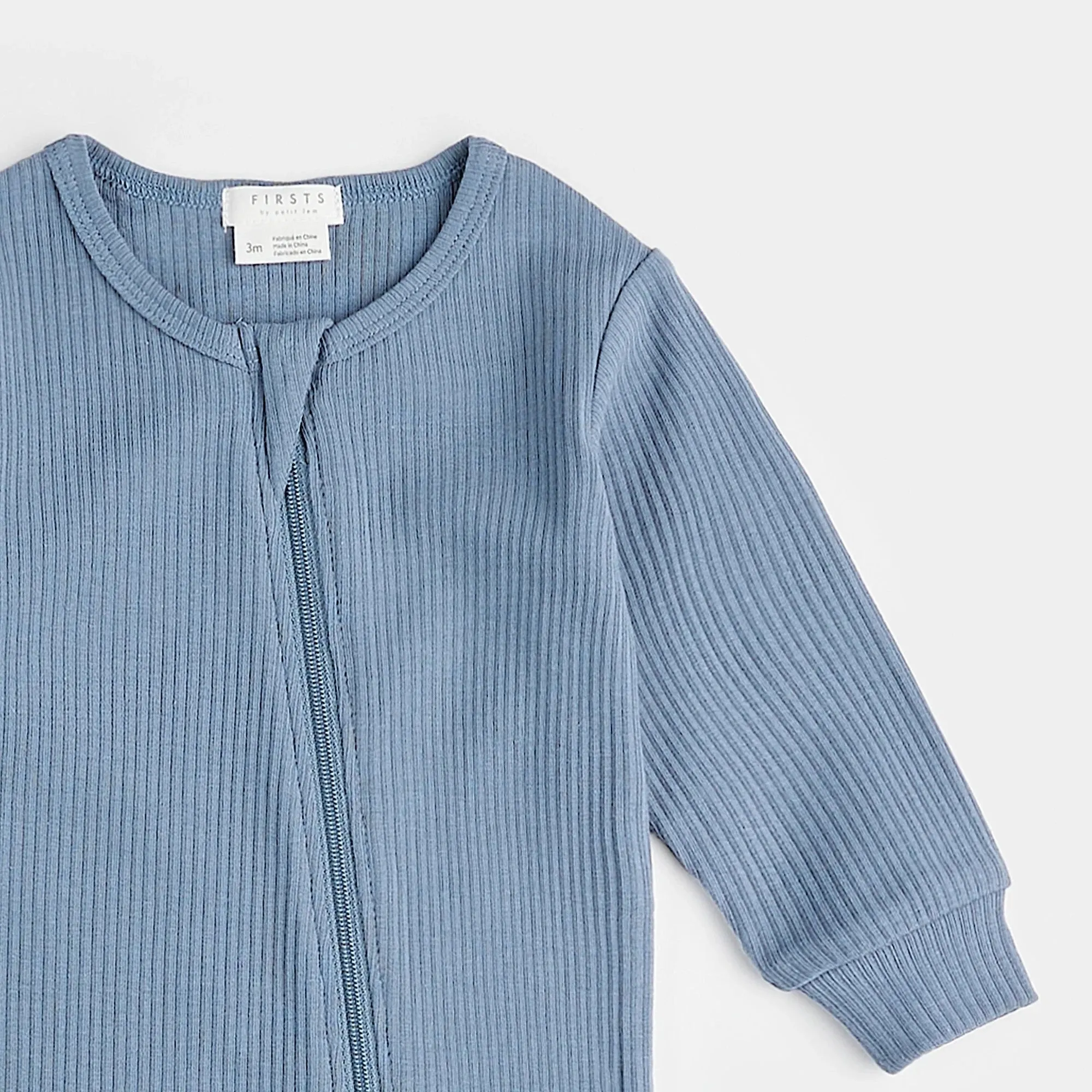 FIRSTS Royal Blue Modal Rib on Blue Denim Sleeper