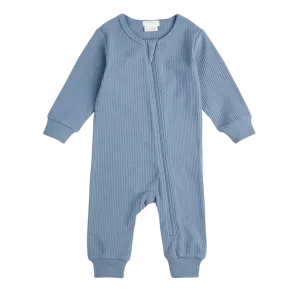 FIRSTS Royal Blue Modal Rib on Blue Denim Sleeper
