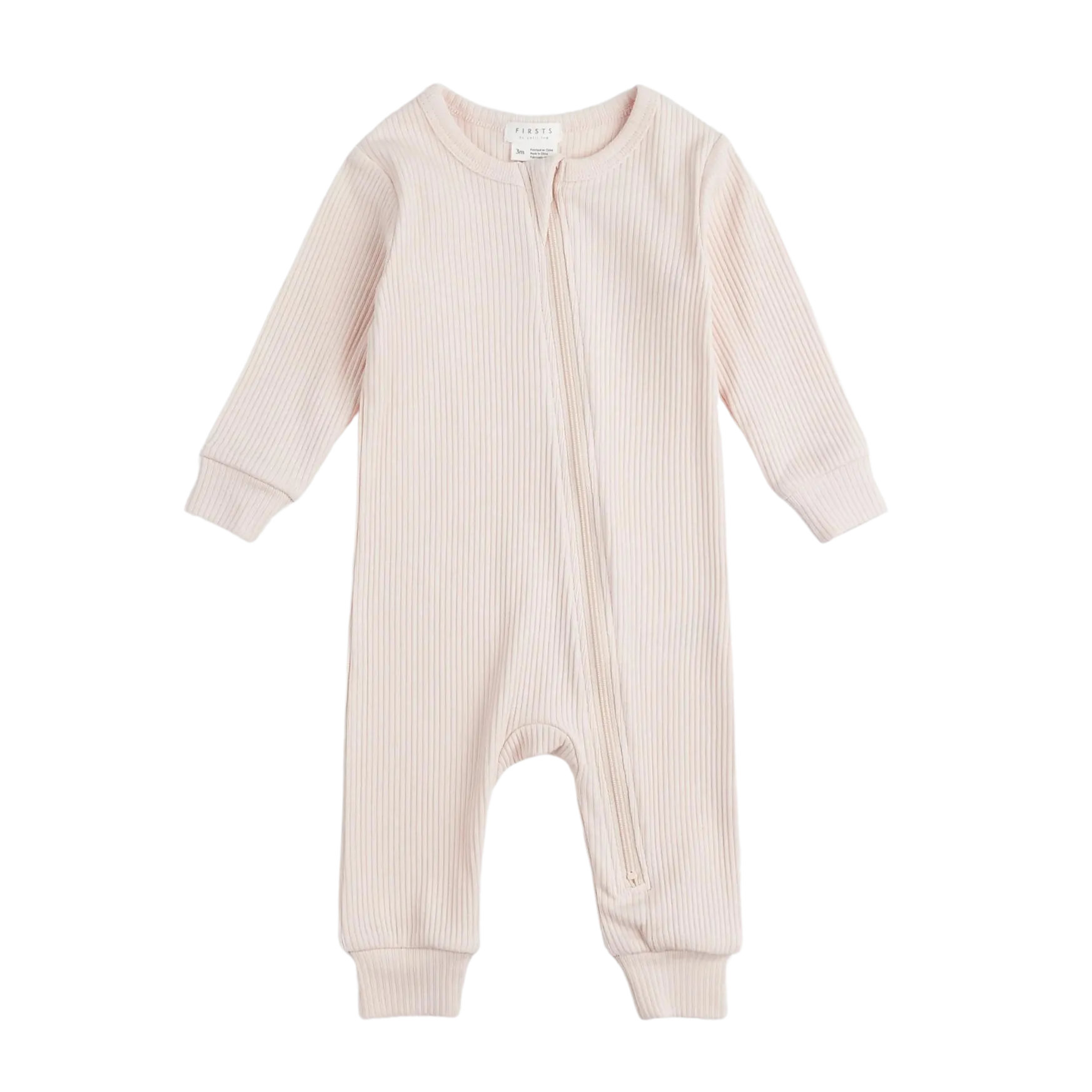 FIRSTS Silver Peony Modal Rib on Light Pink Sleeper