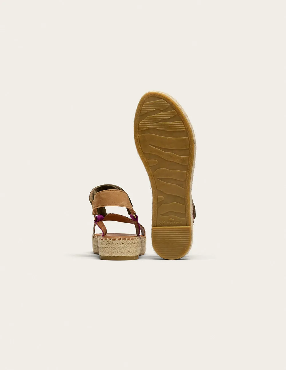 Flore Espadrilles - Magenta Khaki Beige Suede