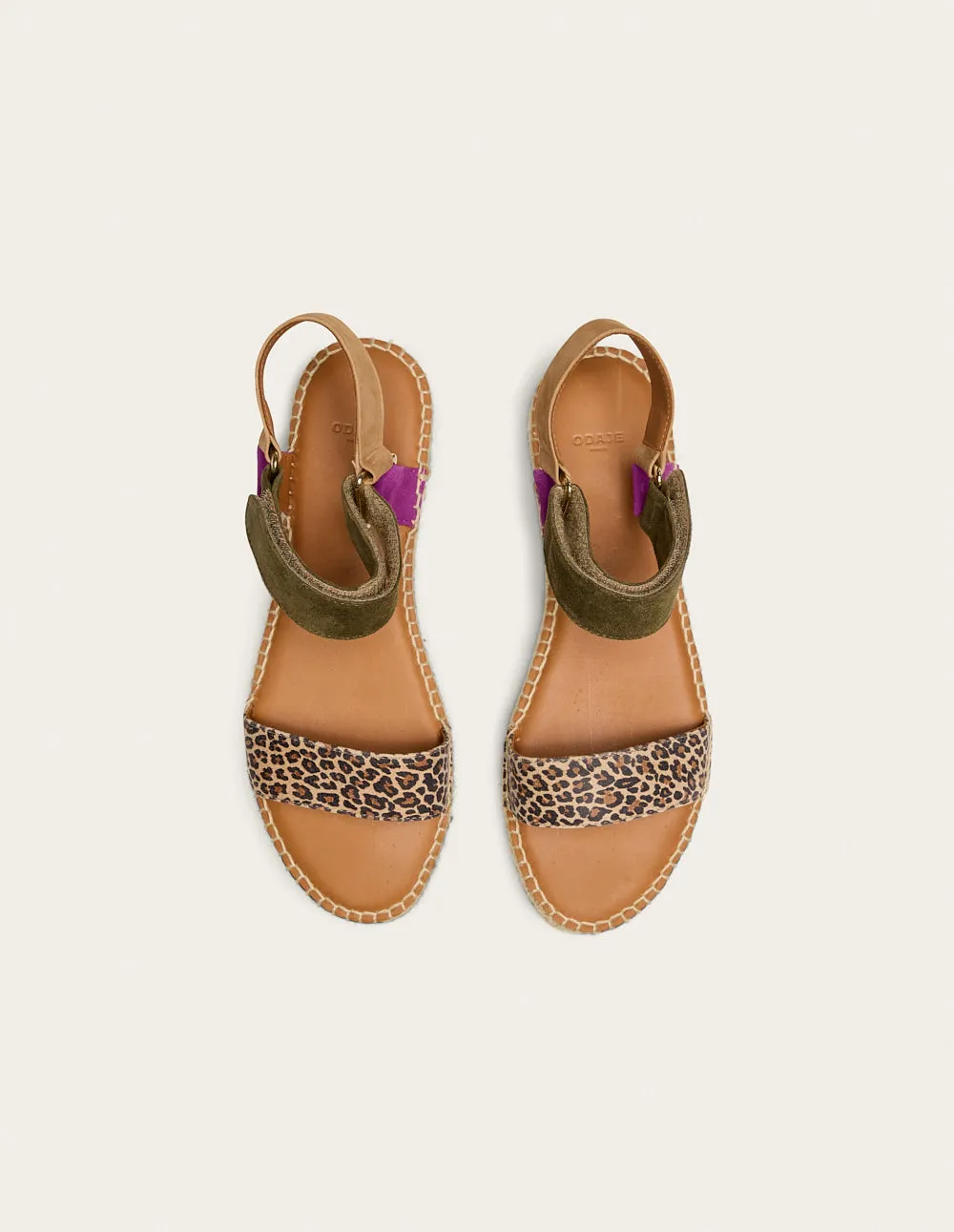 Flore Espadrilles - Magenta Khaki Beige Suede