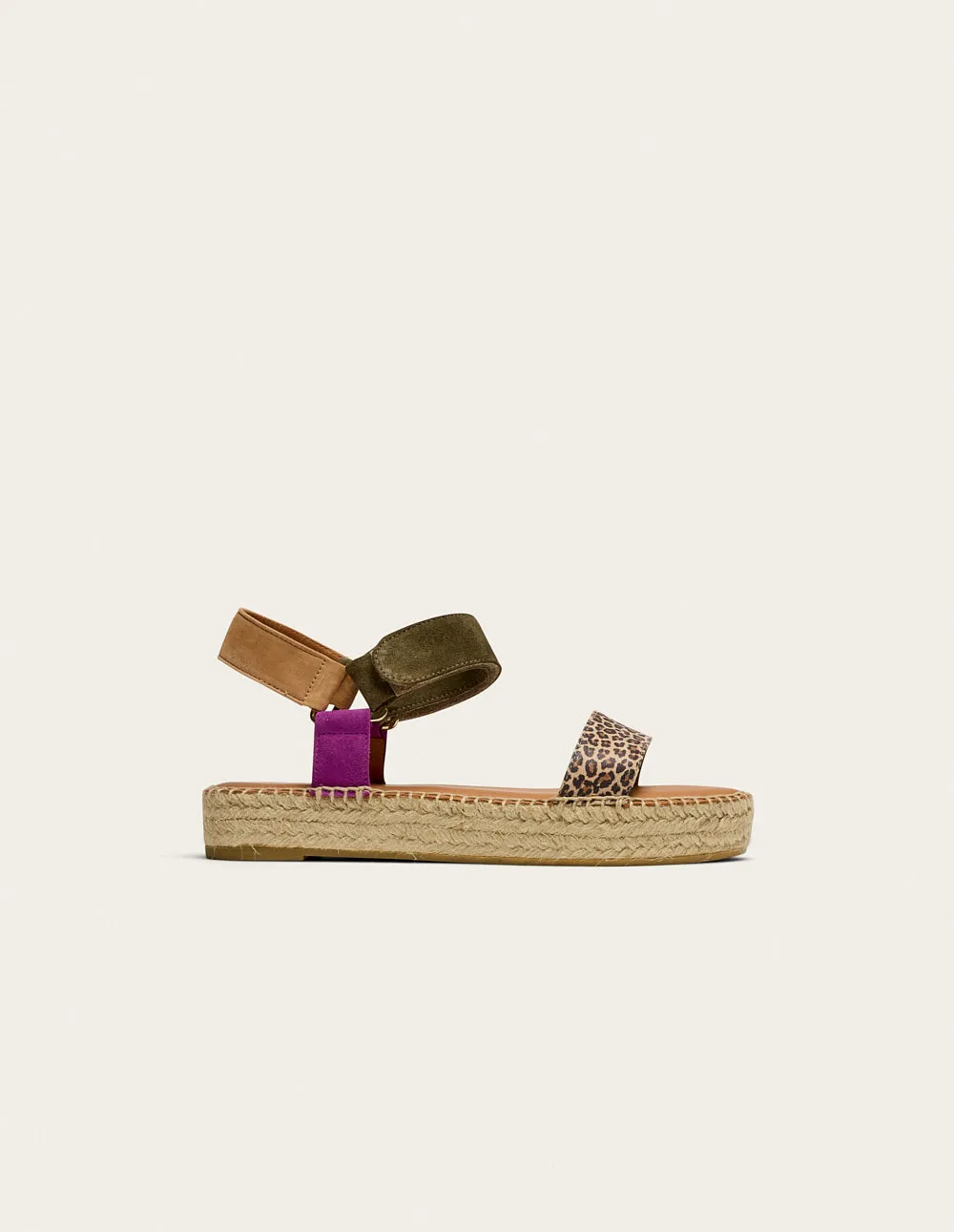 Flore Espadrilles - Magenta Khaki Beige Suede