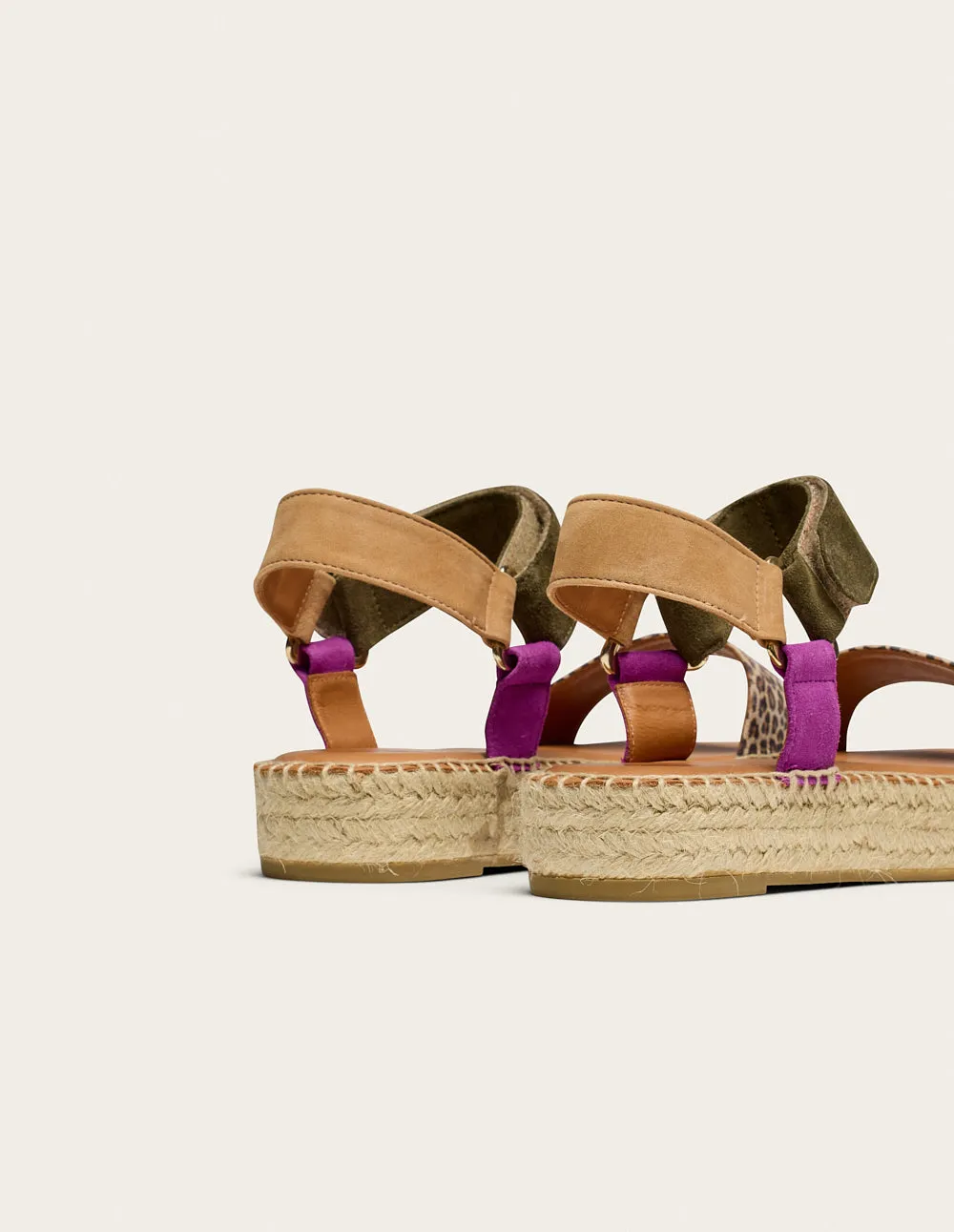 Flore Espadrilles - Magenta Khaki Beige Suede