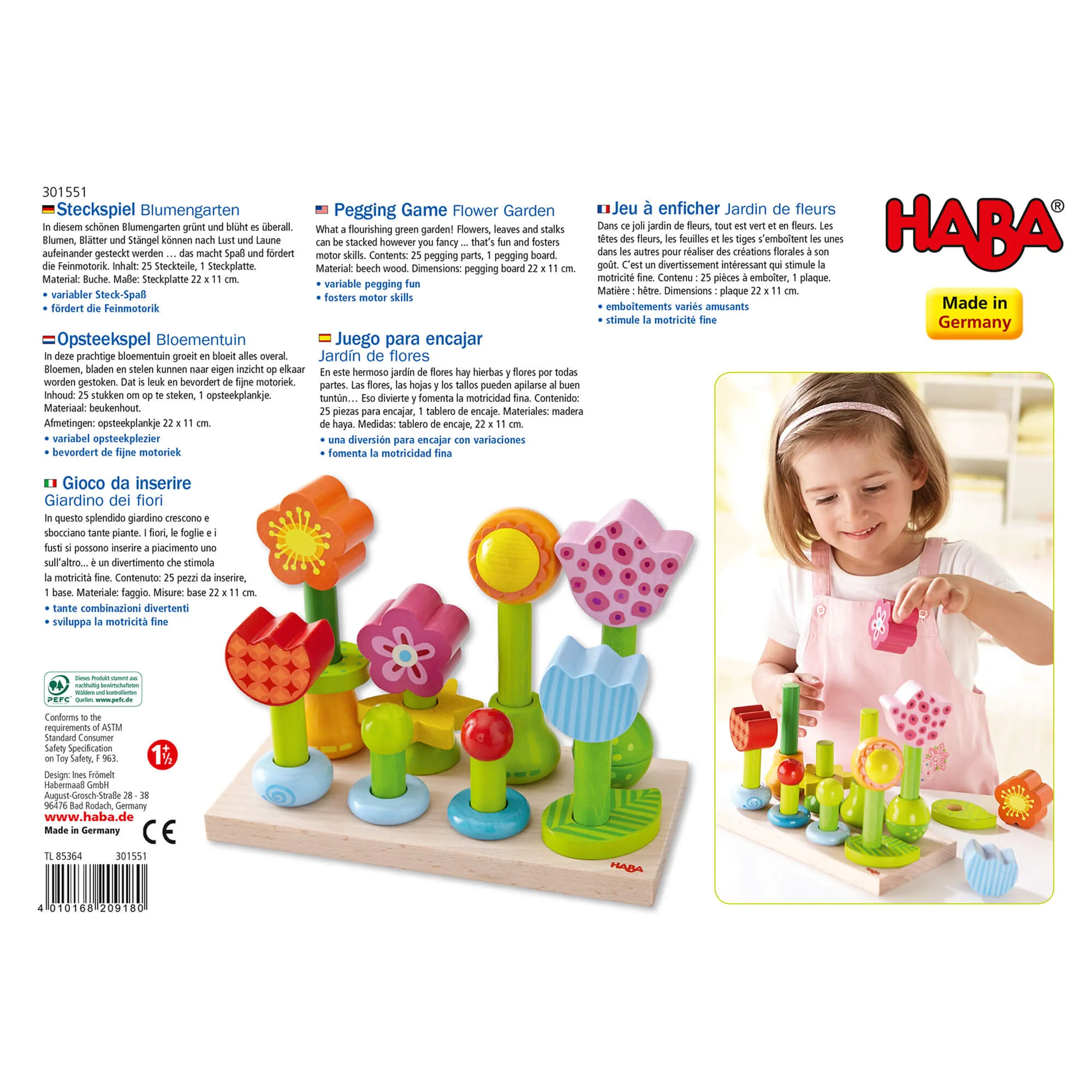 Flower Garden Wooden Sorting and Stacking Game