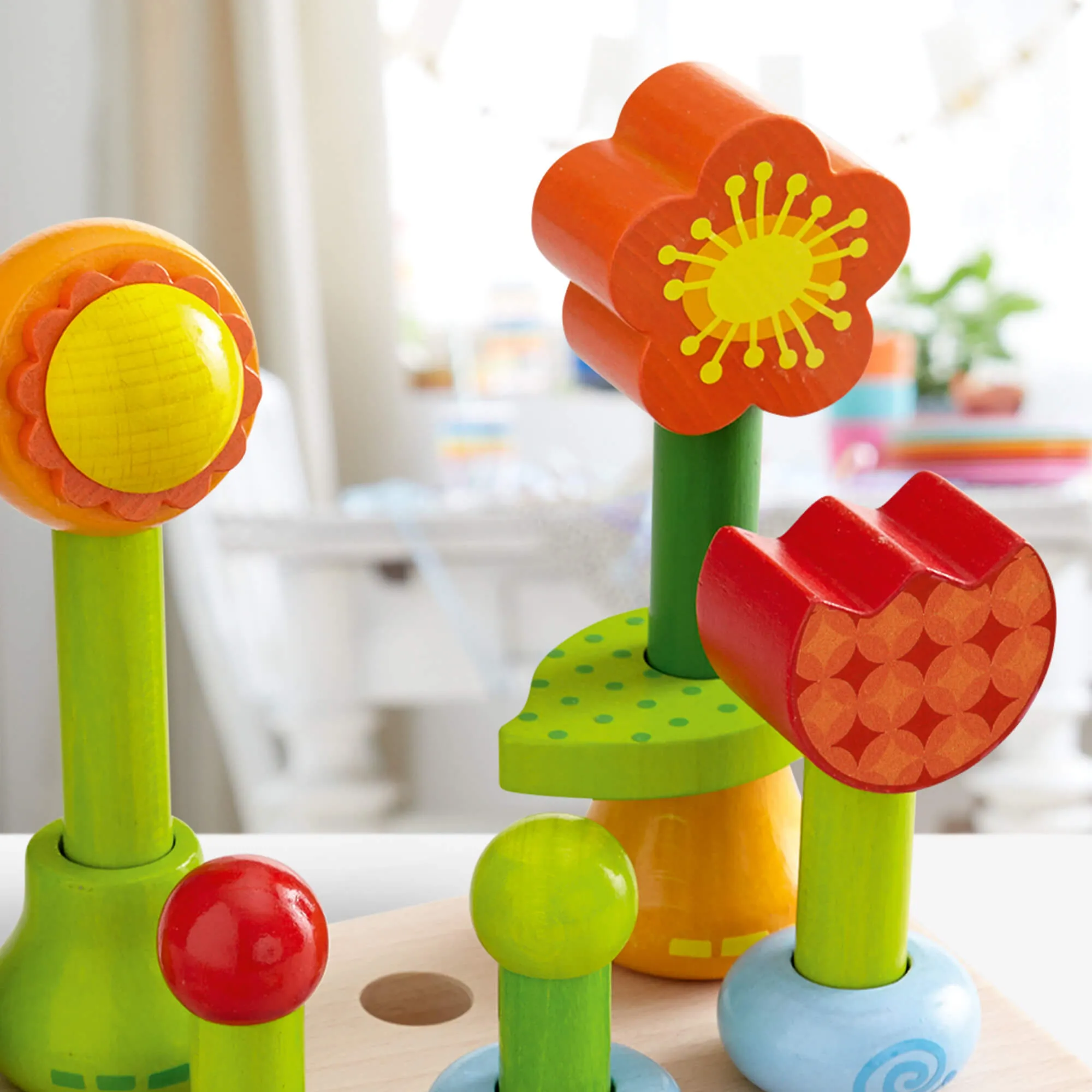 Flower Garden Wooden Sorting and Stacking Game