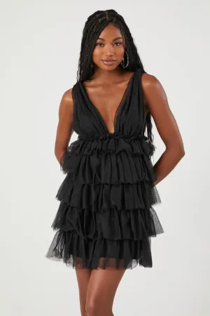 Forever 21 Women's Tiered Ruffle Mini Dress Black Forever 21