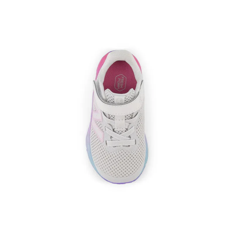 Fresh Foam Arishi v4 Bungee Lace with Top Strap - Grey Matter with Mid Century Pink and Lilac Glo - Toddlers