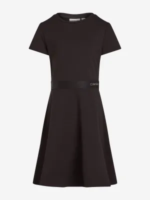 Girls Logo Tape Punto Dress in Black