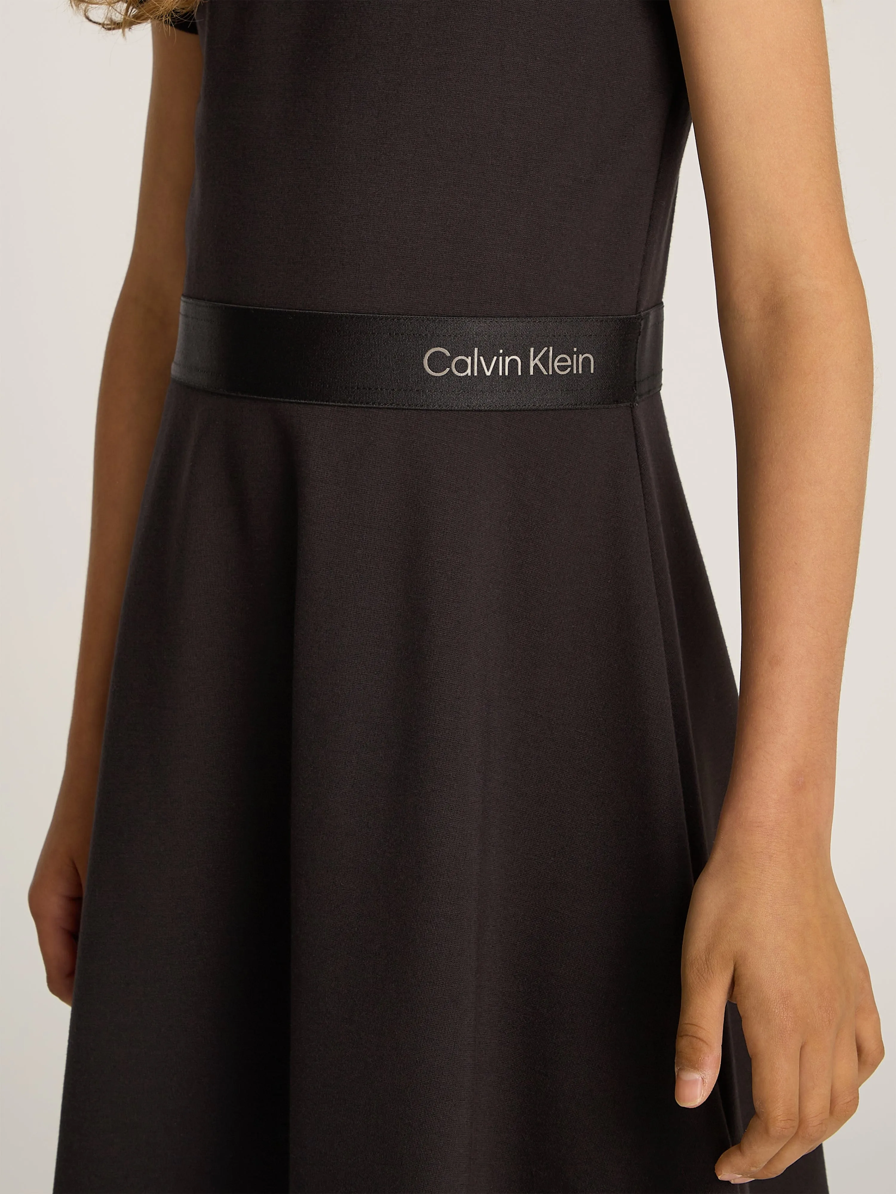 Girls Logo Tape Punto Dress in Black