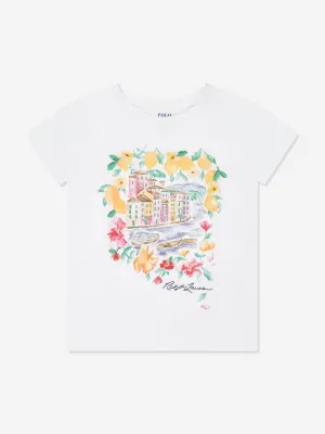 Girls Portofino Print T-Shirt in White