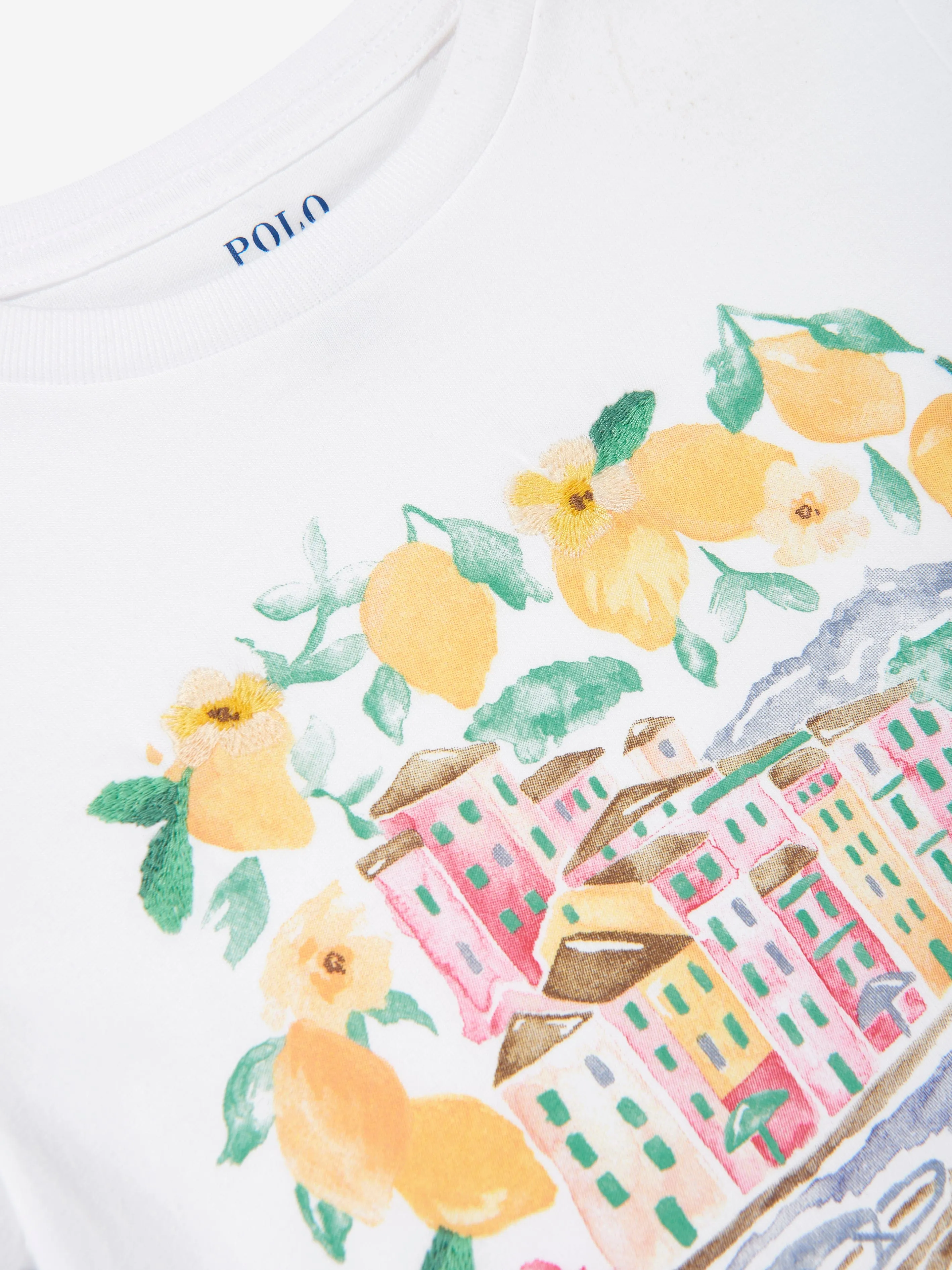 Girls Portofino Print T-Shirt in White