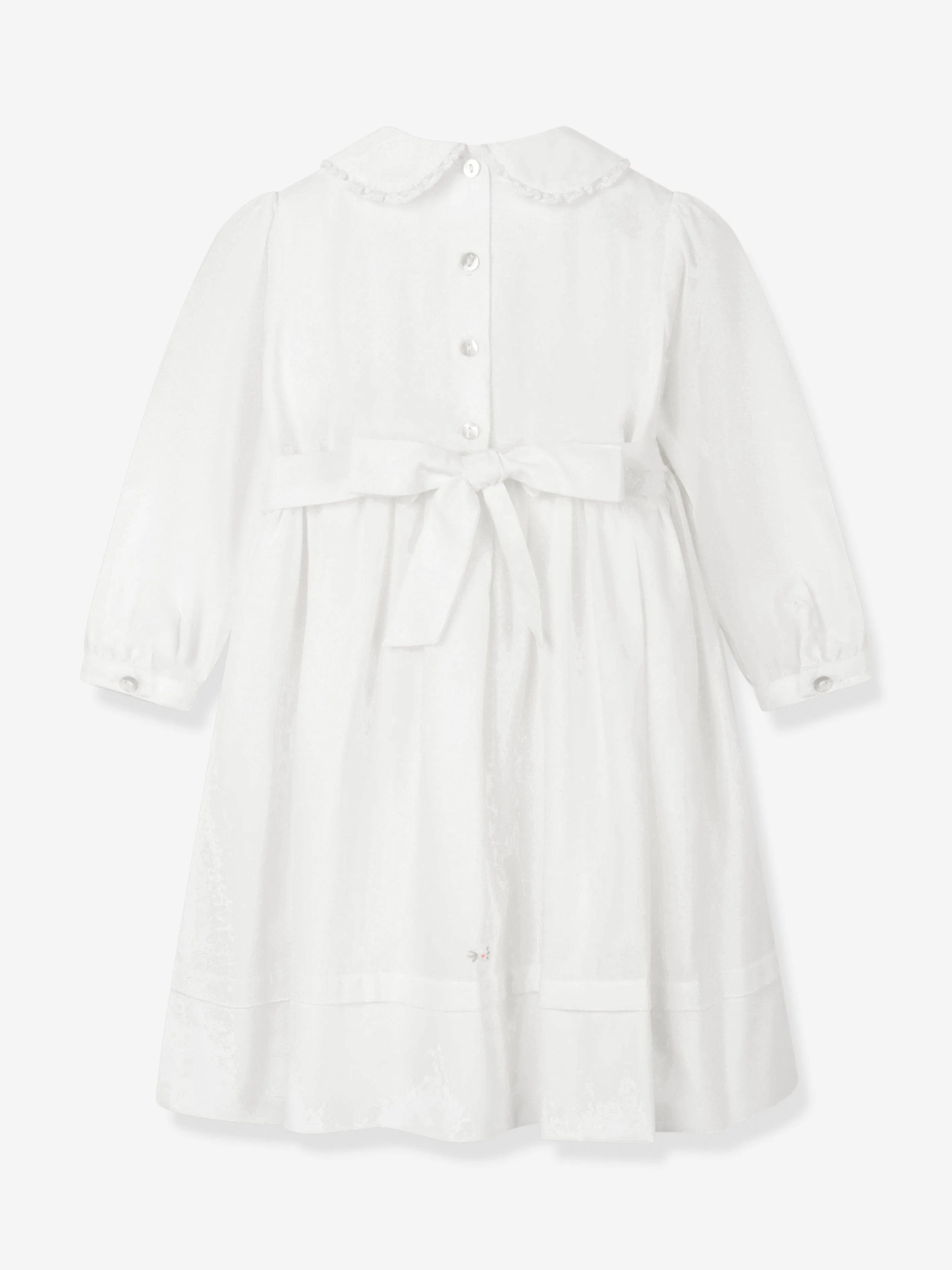 Girls Smocked Embroidered Dress in Ivory