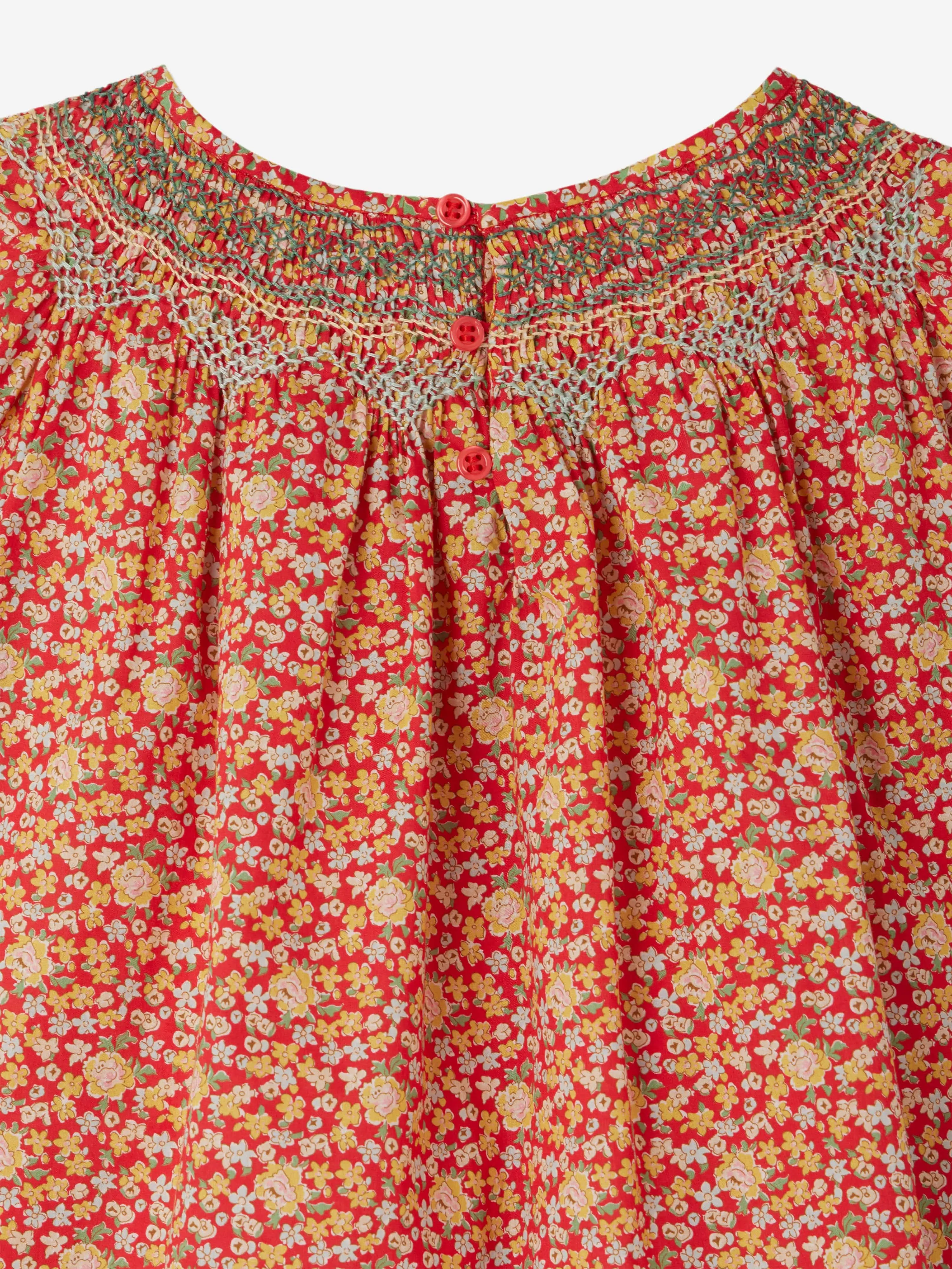 Girls Smocked Nella Blouse in Red