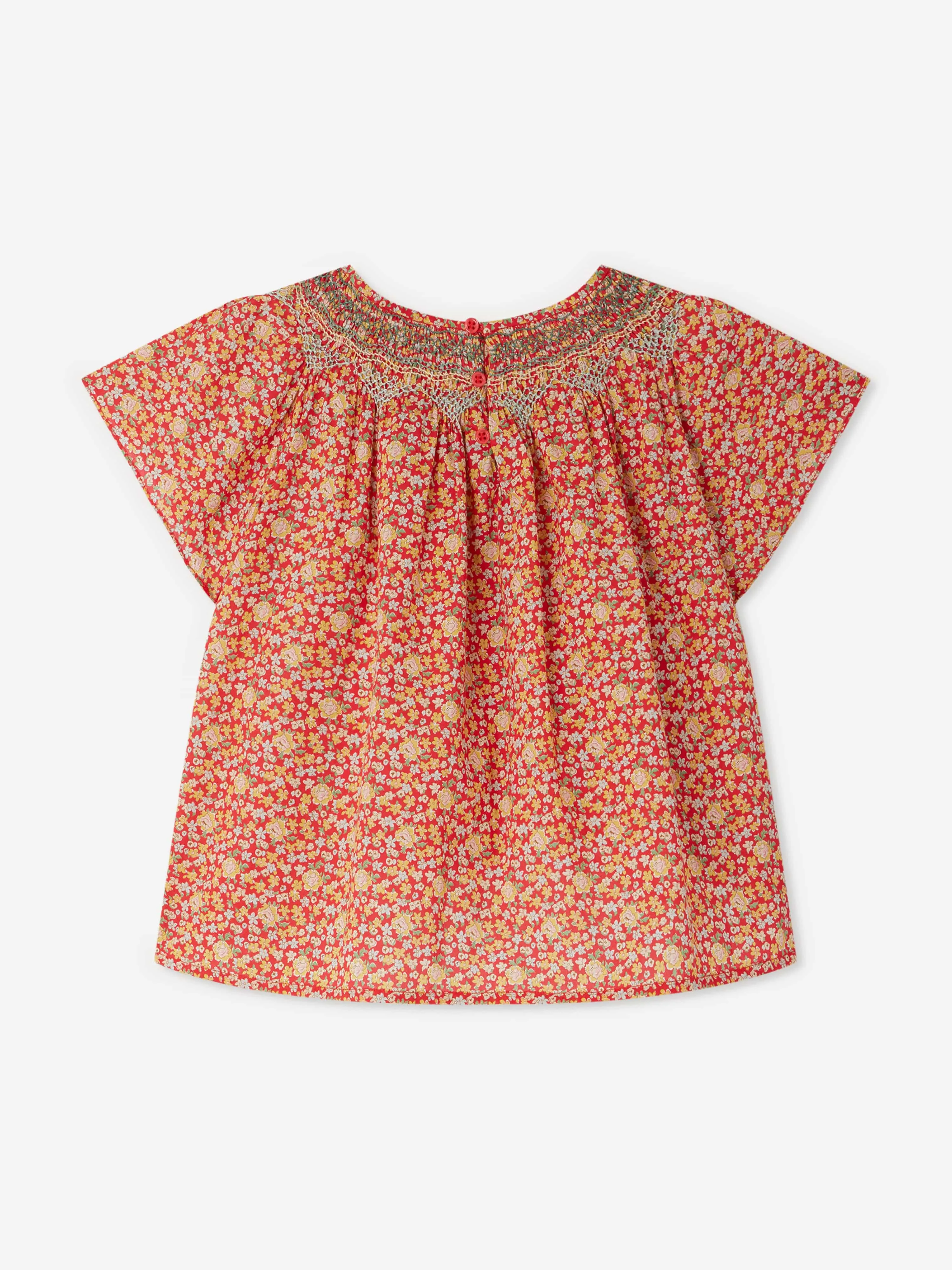 Girls Smocked Nella Blouse in Red