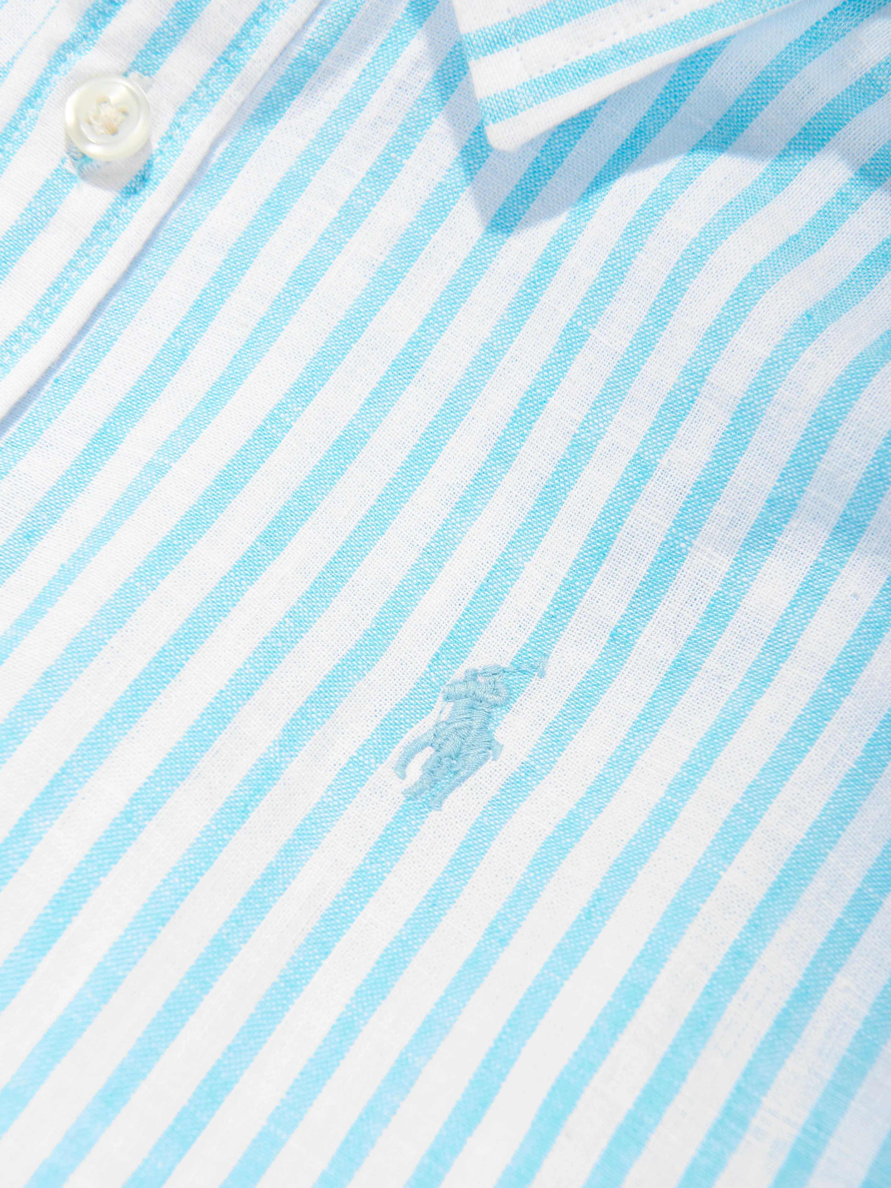 Girls Striped Logo Shirt in Blue