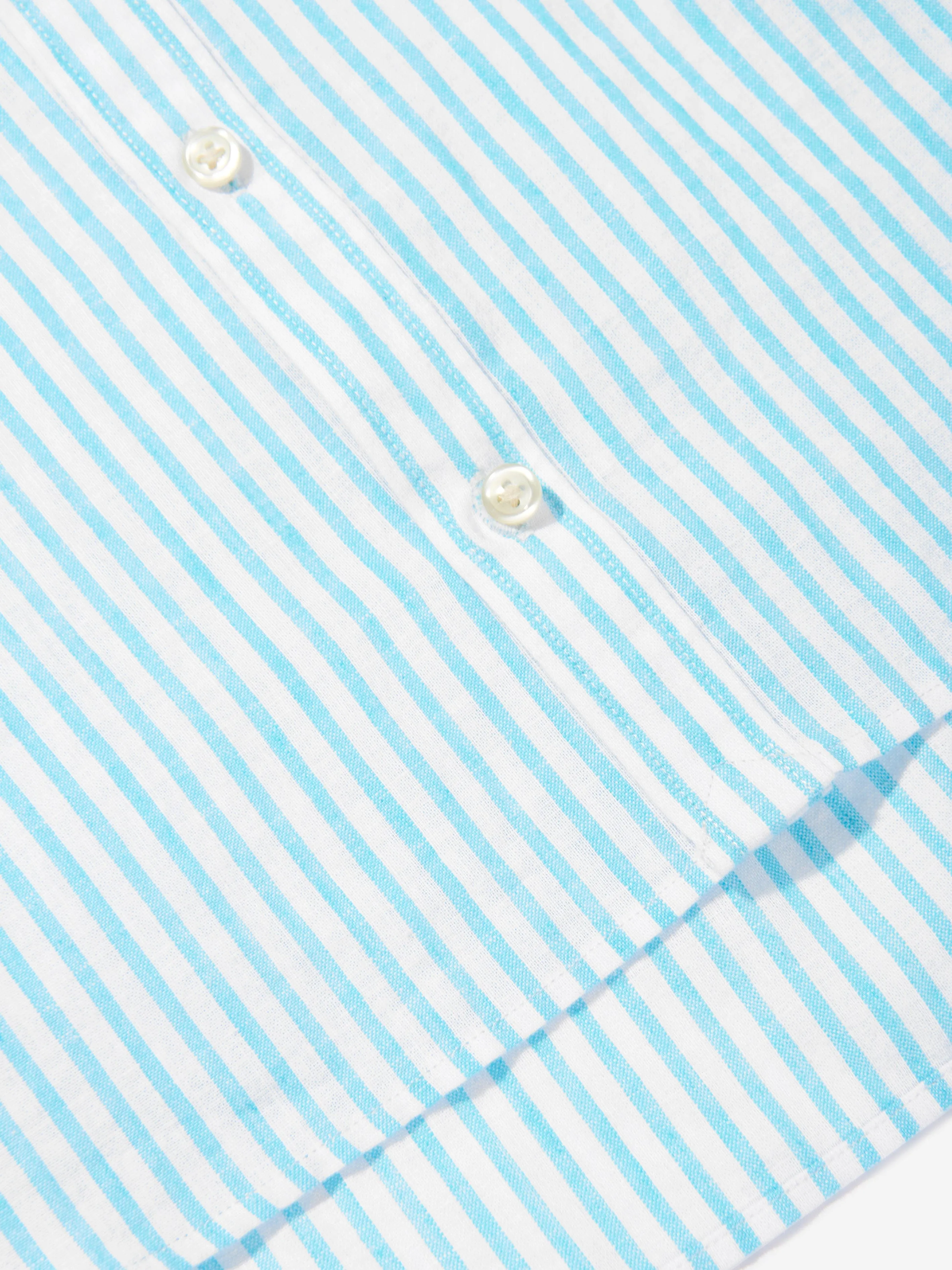 Girls Striped Logo Shirt in Blue