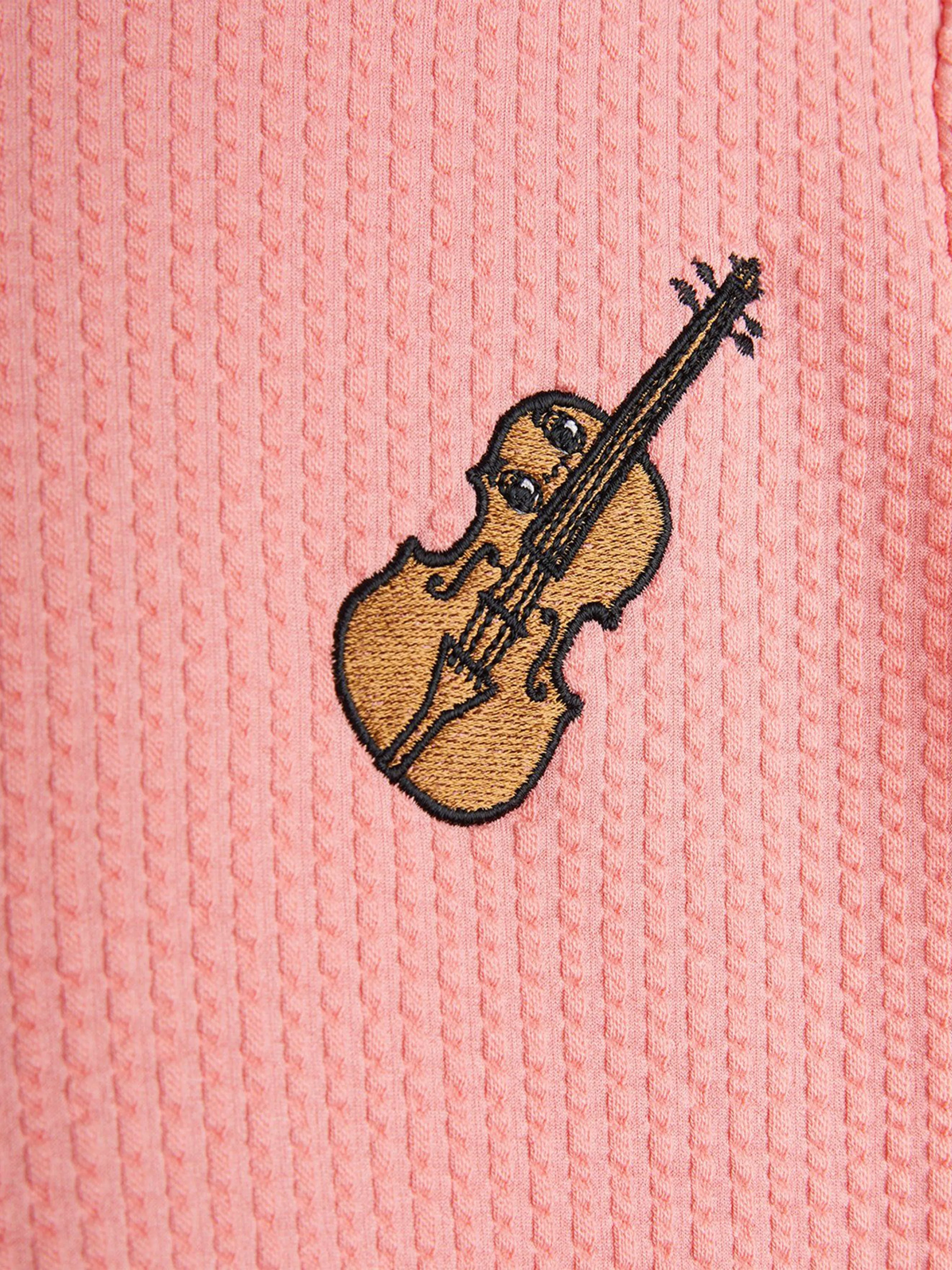 Girls Violin Embroidered T-Shirt in Pink