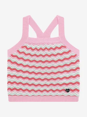 Girls Wavy Sweater Tank Top in Pink