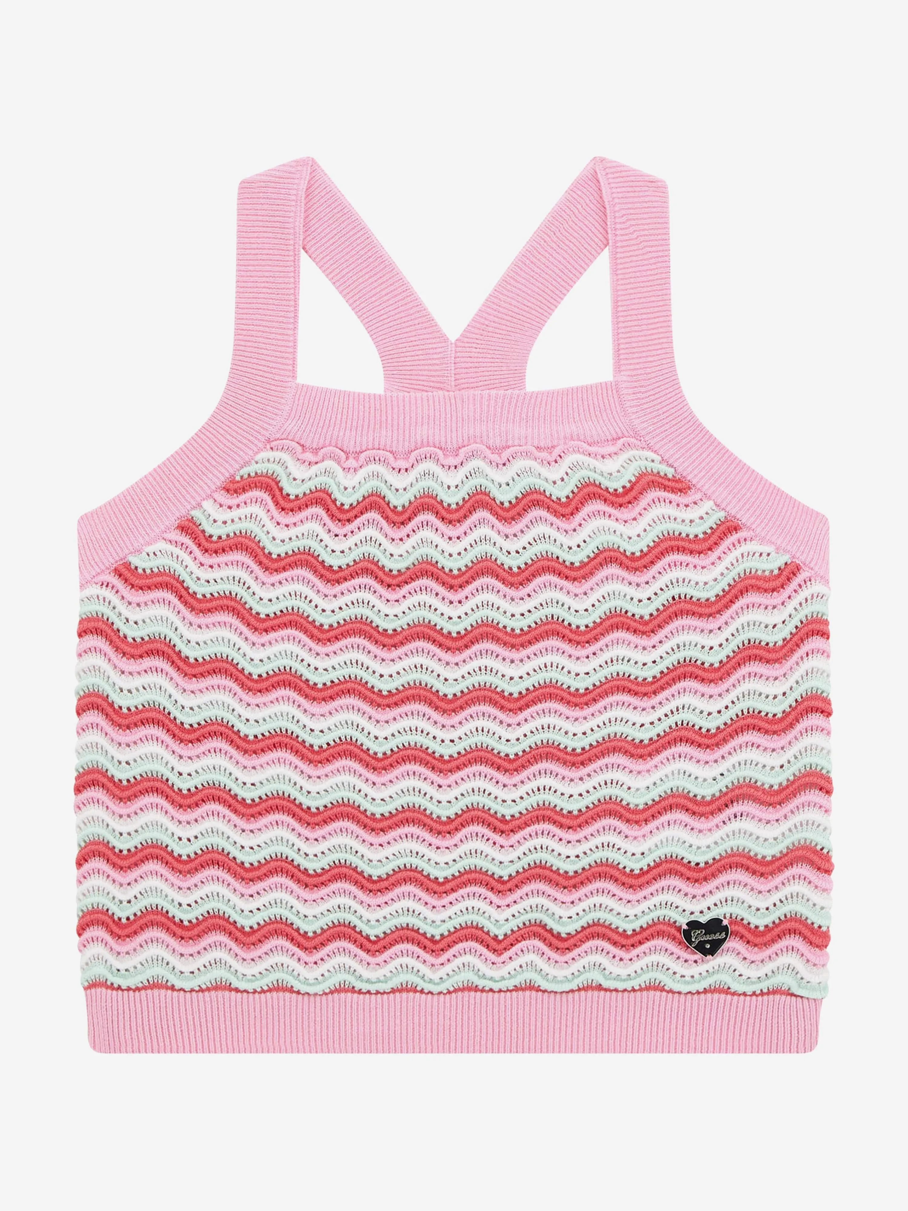 Girls Wavy Sweater Tank Top in Pink