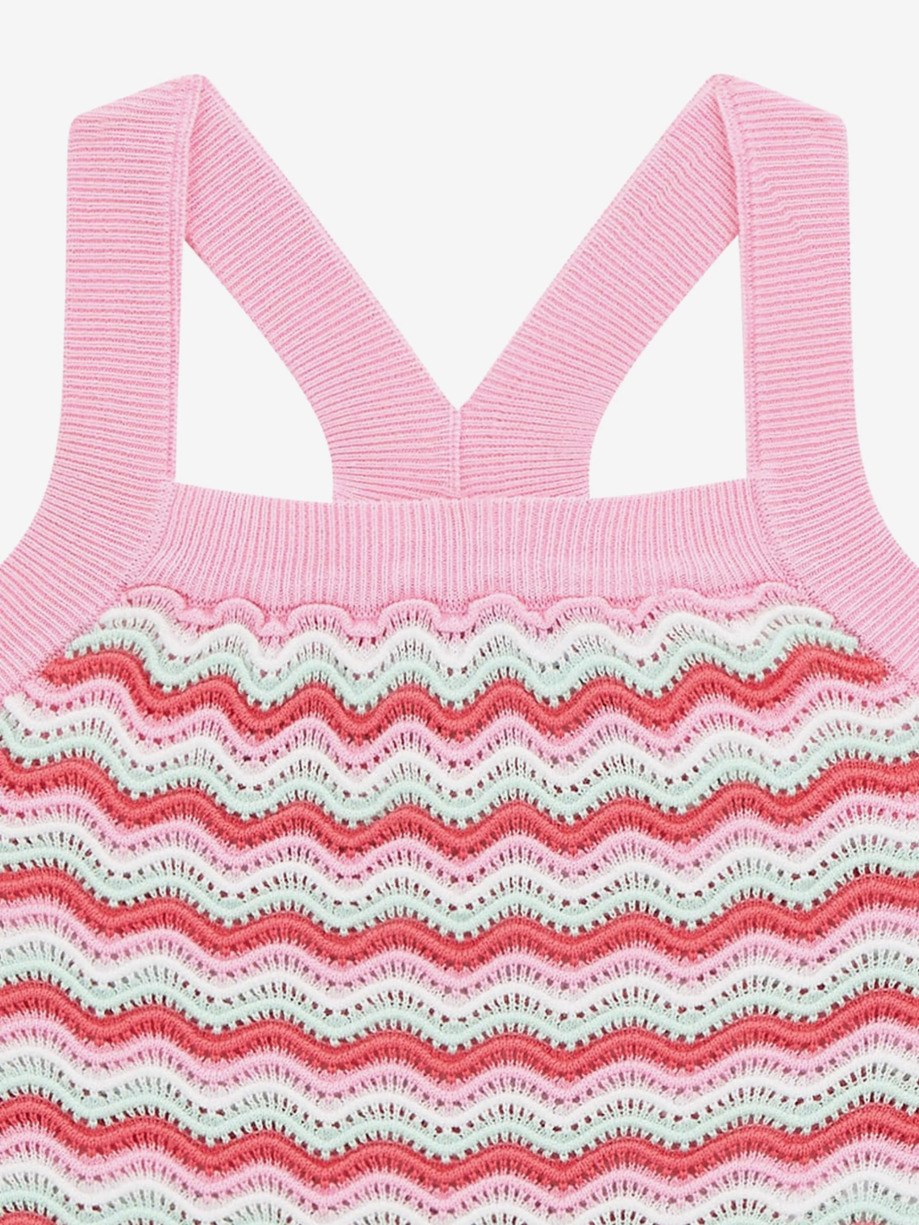 Girls Wavy Sweater Tank Top in Pink