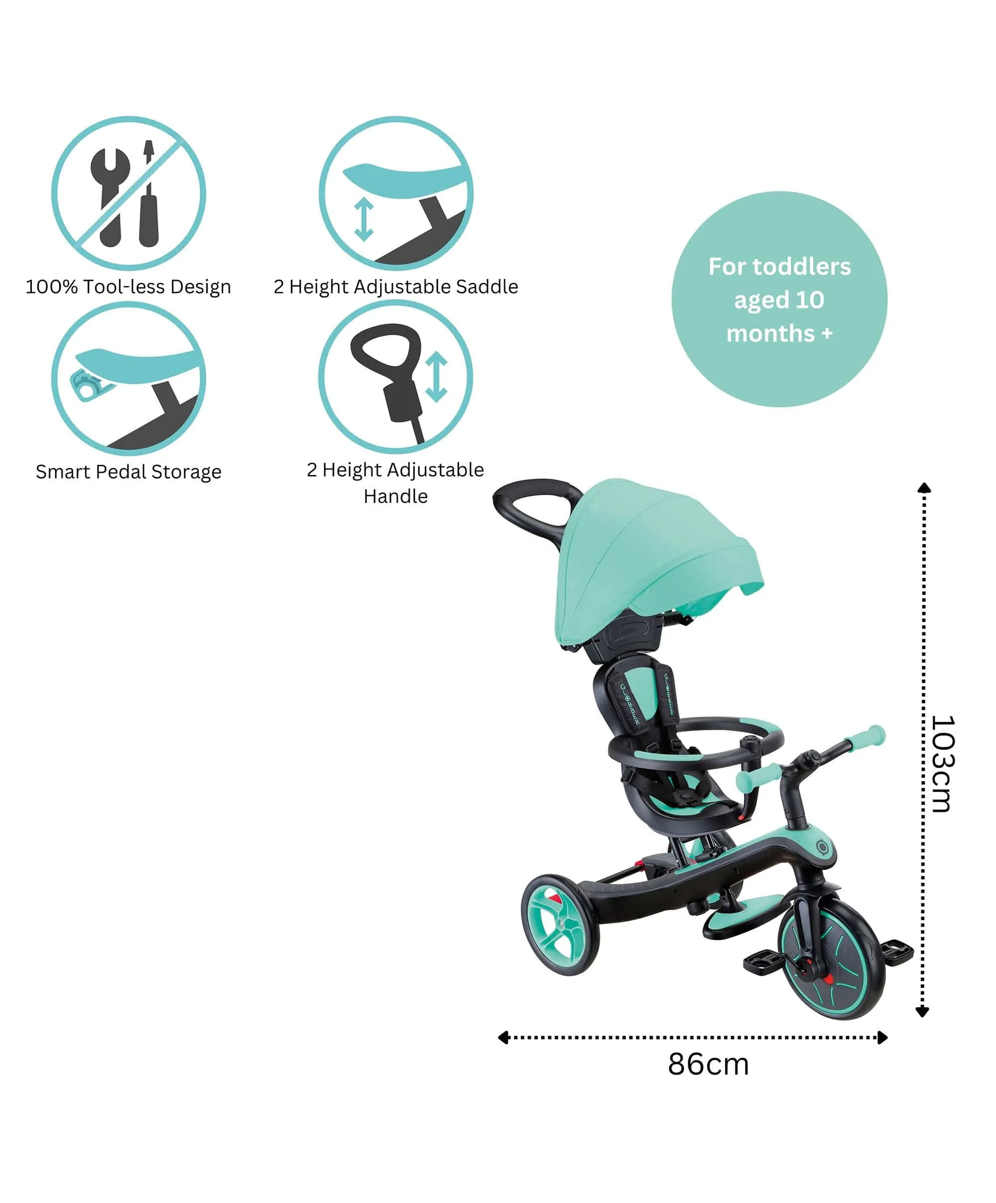 Globber Explorer Trike 4 in 1 - Mint