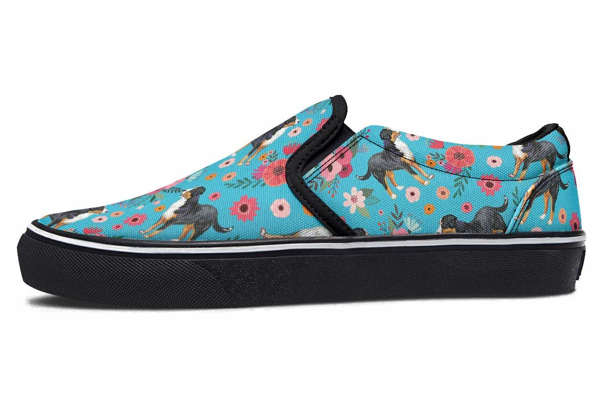 Greater Swiss Mountain Dog Flower Slip-On Shoes