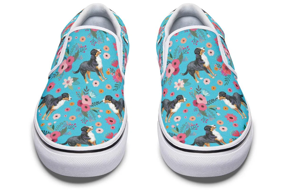 Greater Swiss Mountain Dog Flower Slip-On Shoes